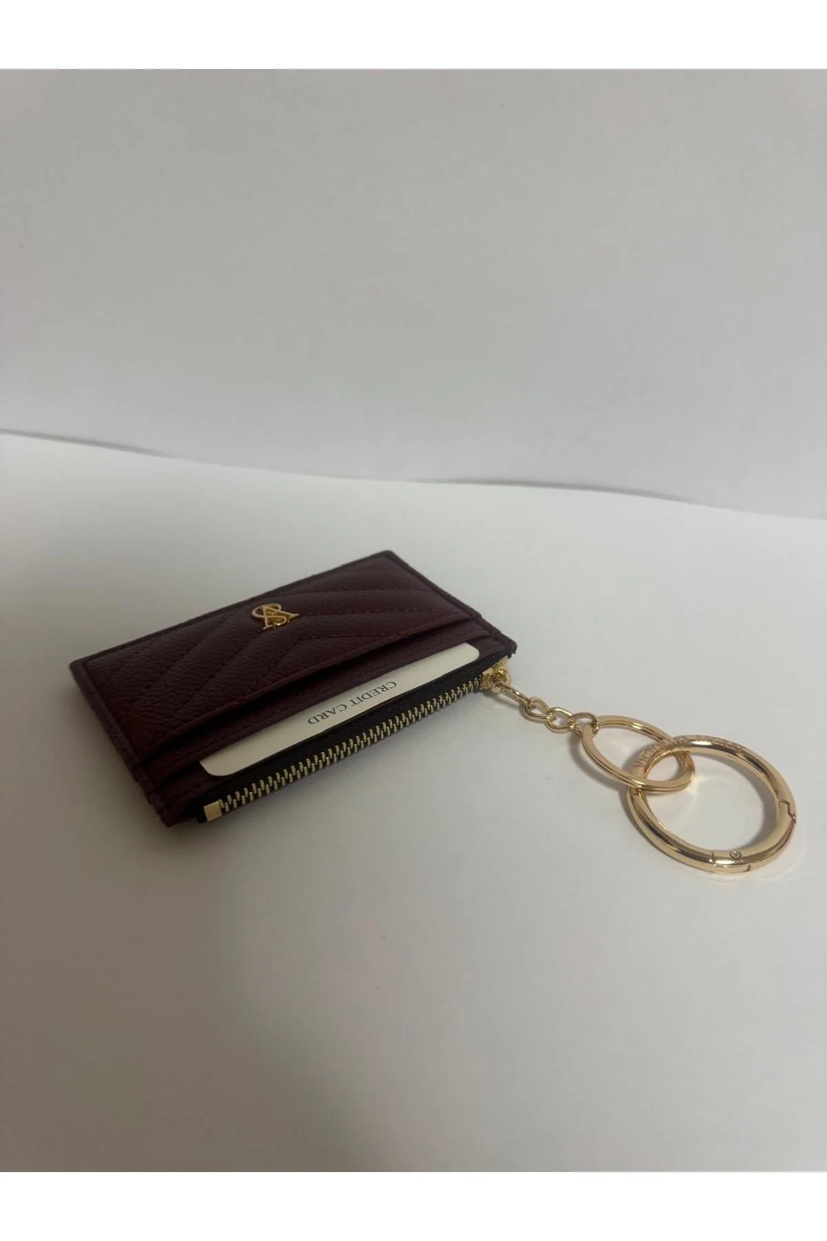 Kadın Fermuarlı Kartlık Bordo Yan Cüzdan