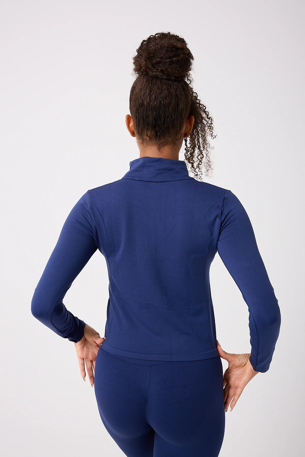 Kadın Fermuarlı Spor Crop Top Dikişsiz