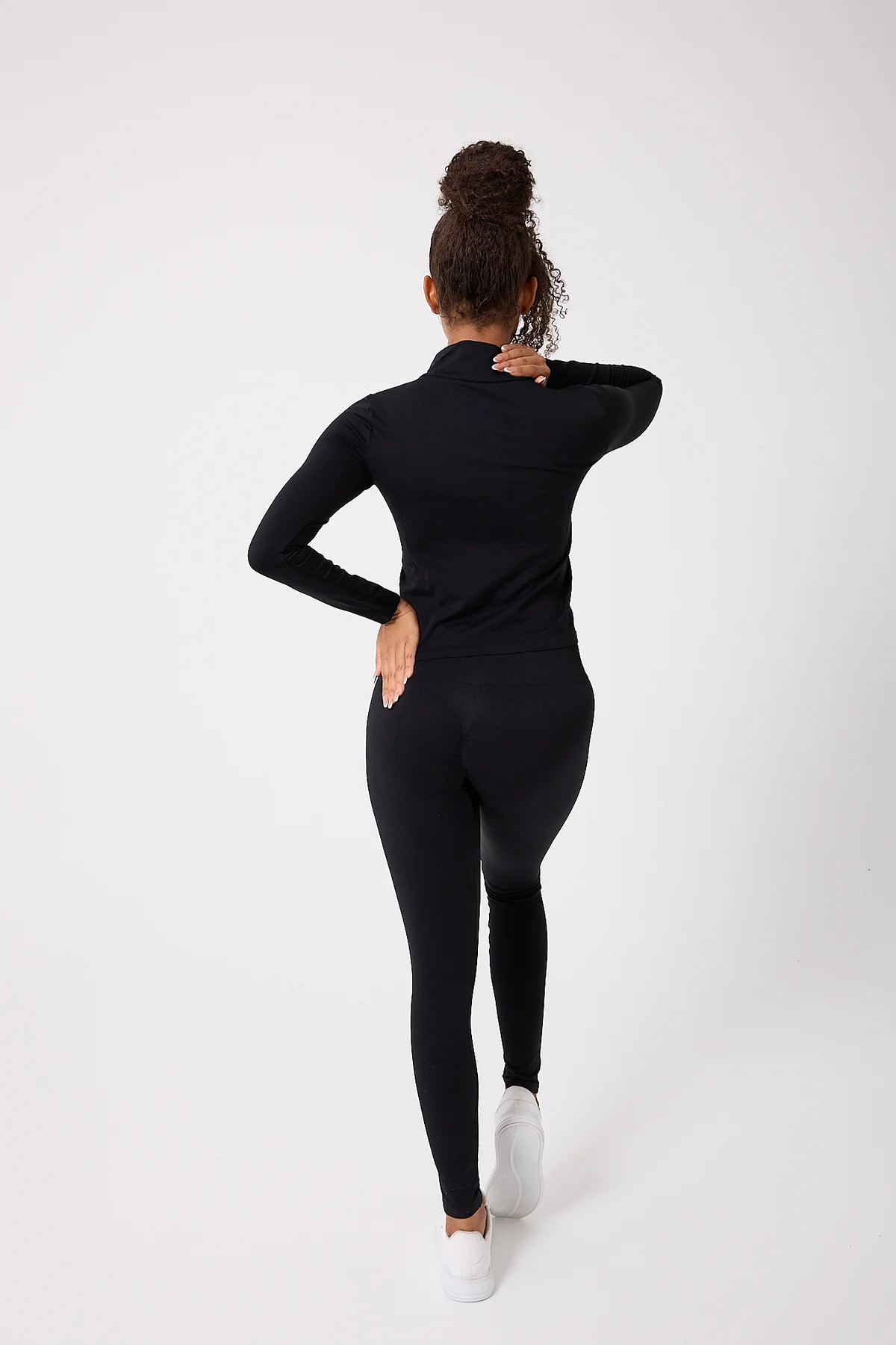 Kadın Fermuarlı Spor Crop Top Dikişsiz