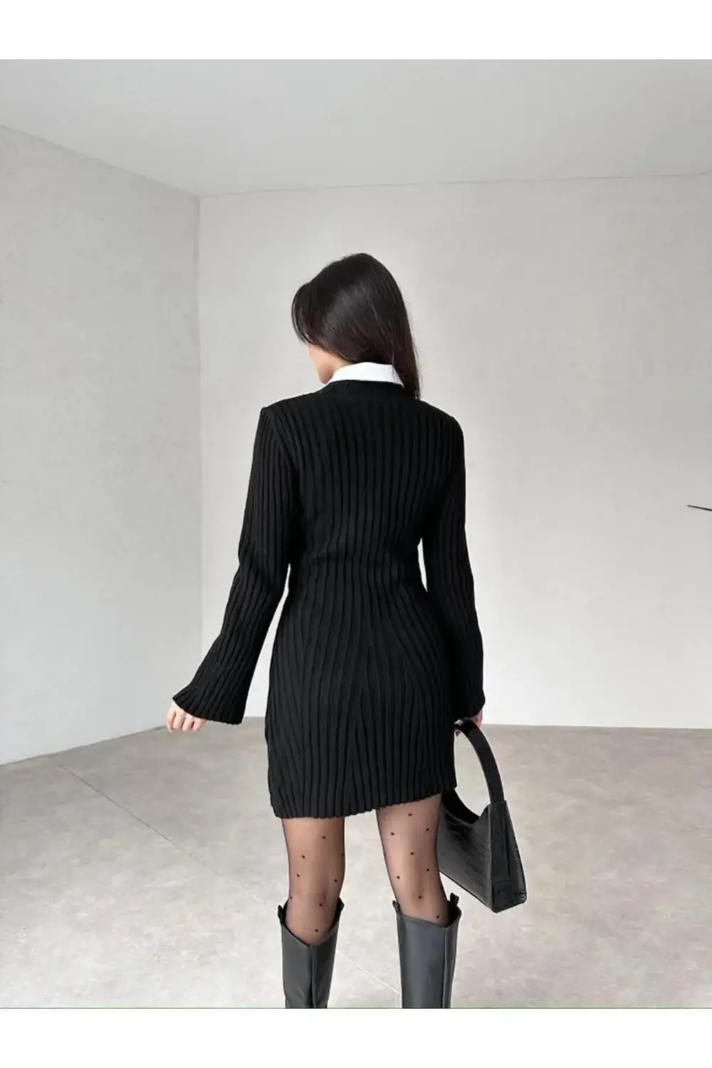 KADIN FİTİLLİ MİNİ TRİKO ELBİSE