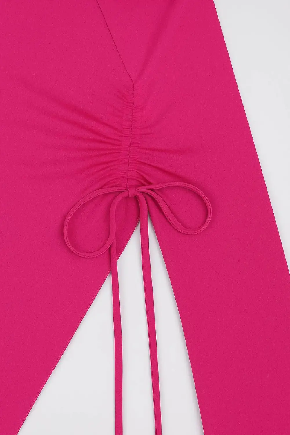 Kadın Fuşya Uzun İspanyol Kollu Asimetirik Yaka Yandan Bağlamalı