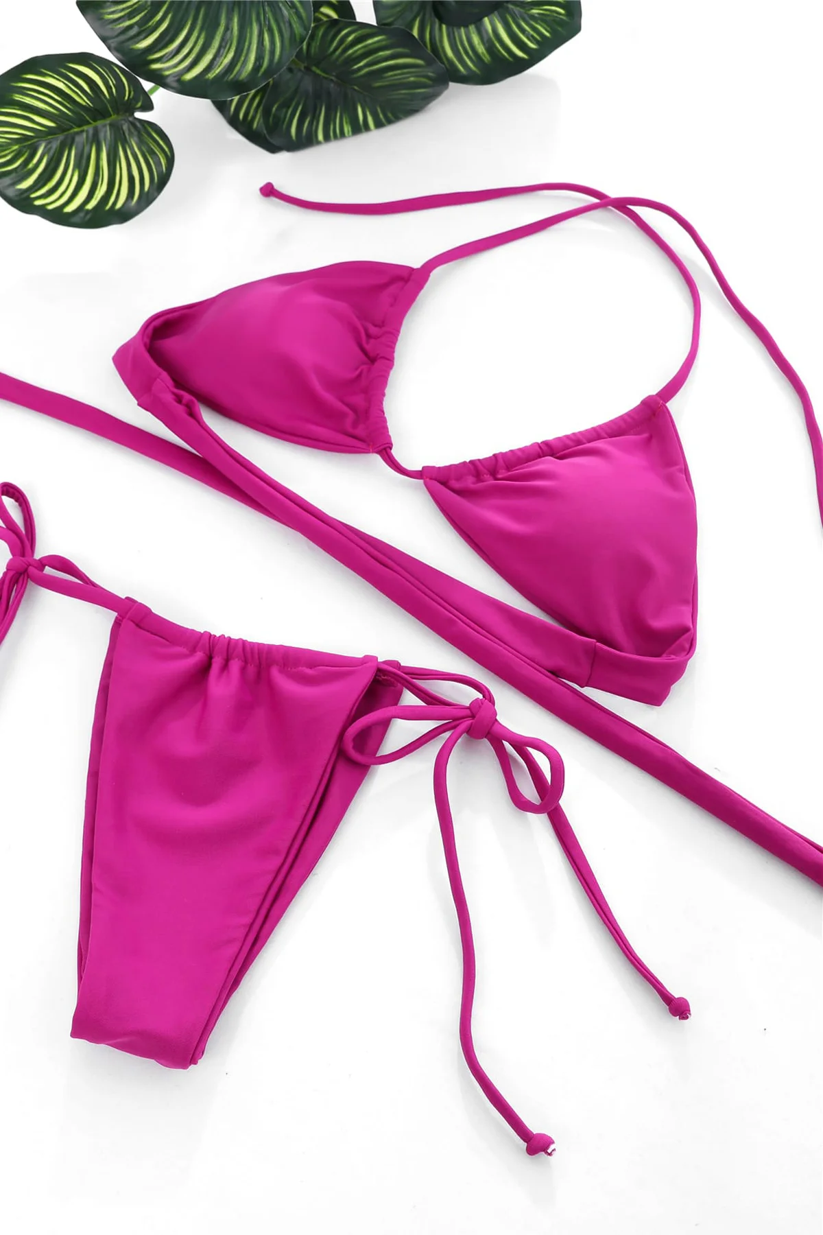 Kadın Fuşya Yandan Bağlamalı Tangalı Üçgen Bikini Mayo Takımı - Gizli Paketleme Fiyatı, Yorumları ve Özellikleri