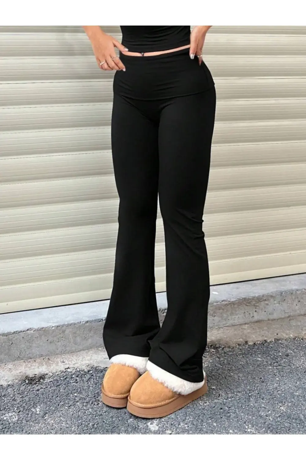 Kadın Geniş Korsaj Bel Detaylı Paçaya Doğru Geniş Yüksek Bel Dalg