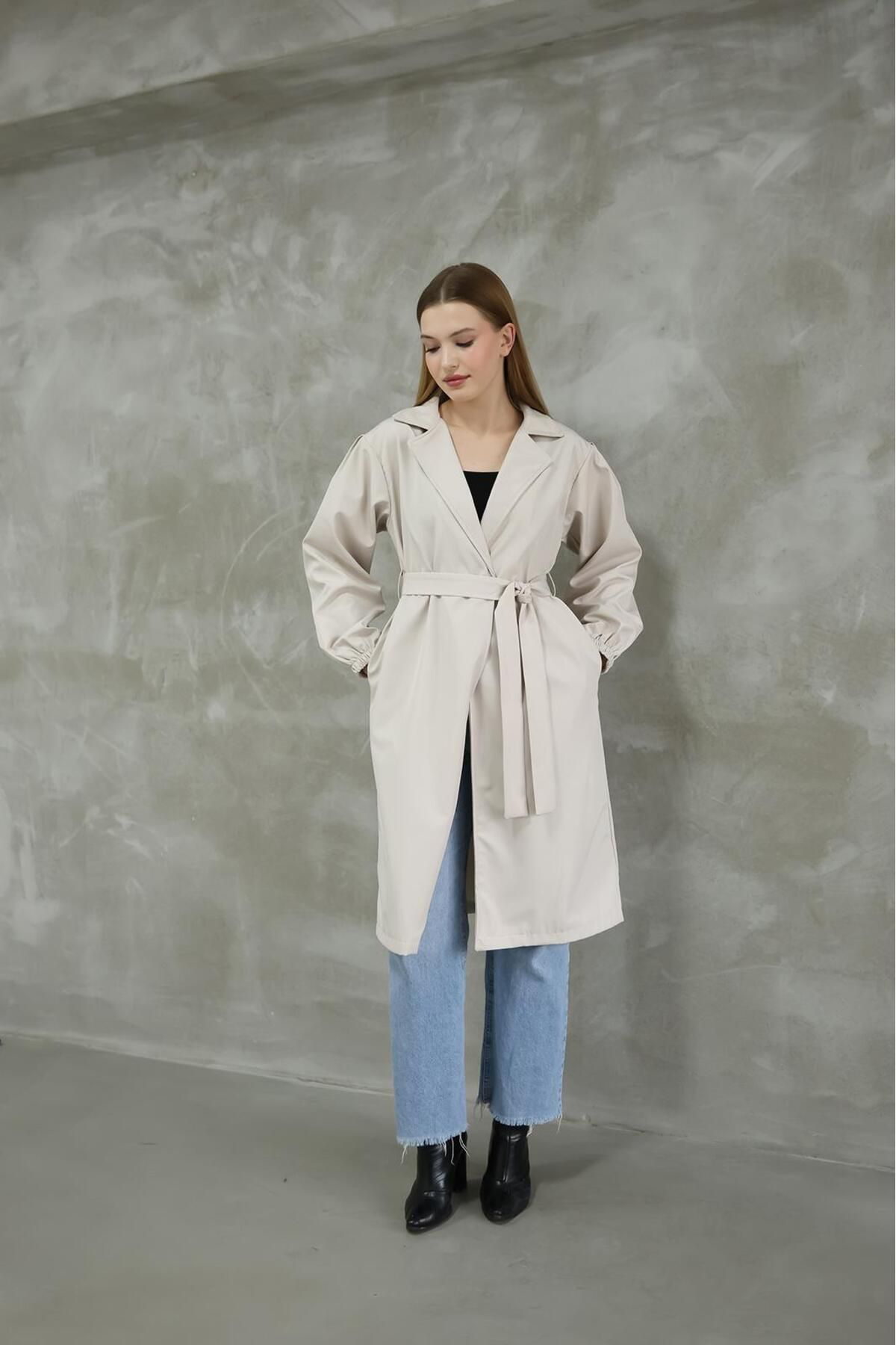 Louise Kadin Giyim Balon Kol Trençkot