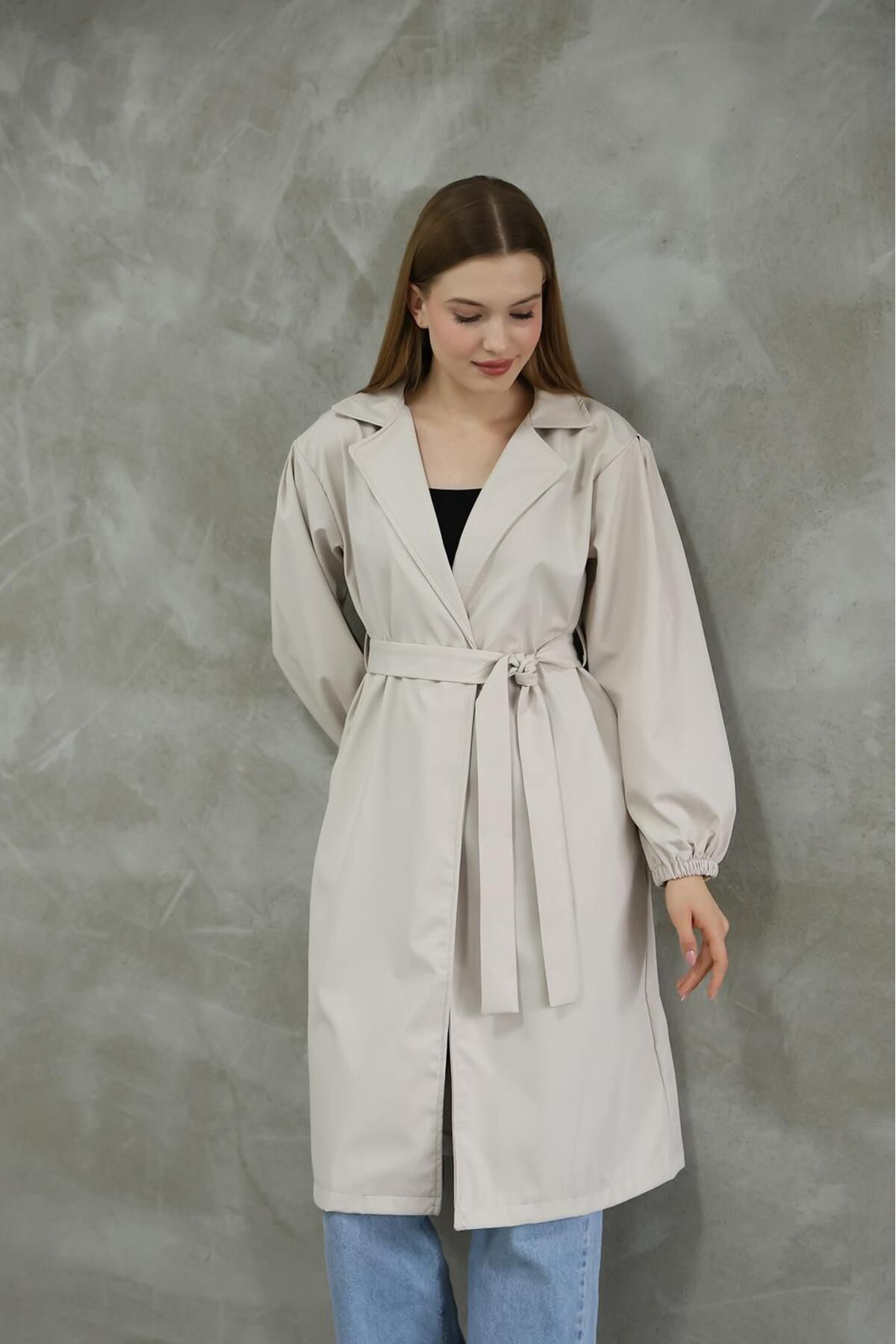 Louise Kadin Giyim Balon Kol Trençkot