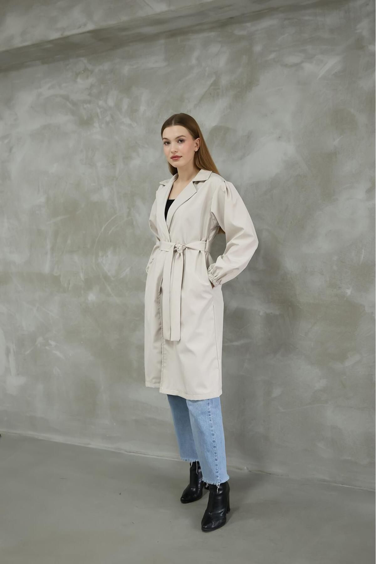 Louise Kadin Giyim Balon Kol Trençkot