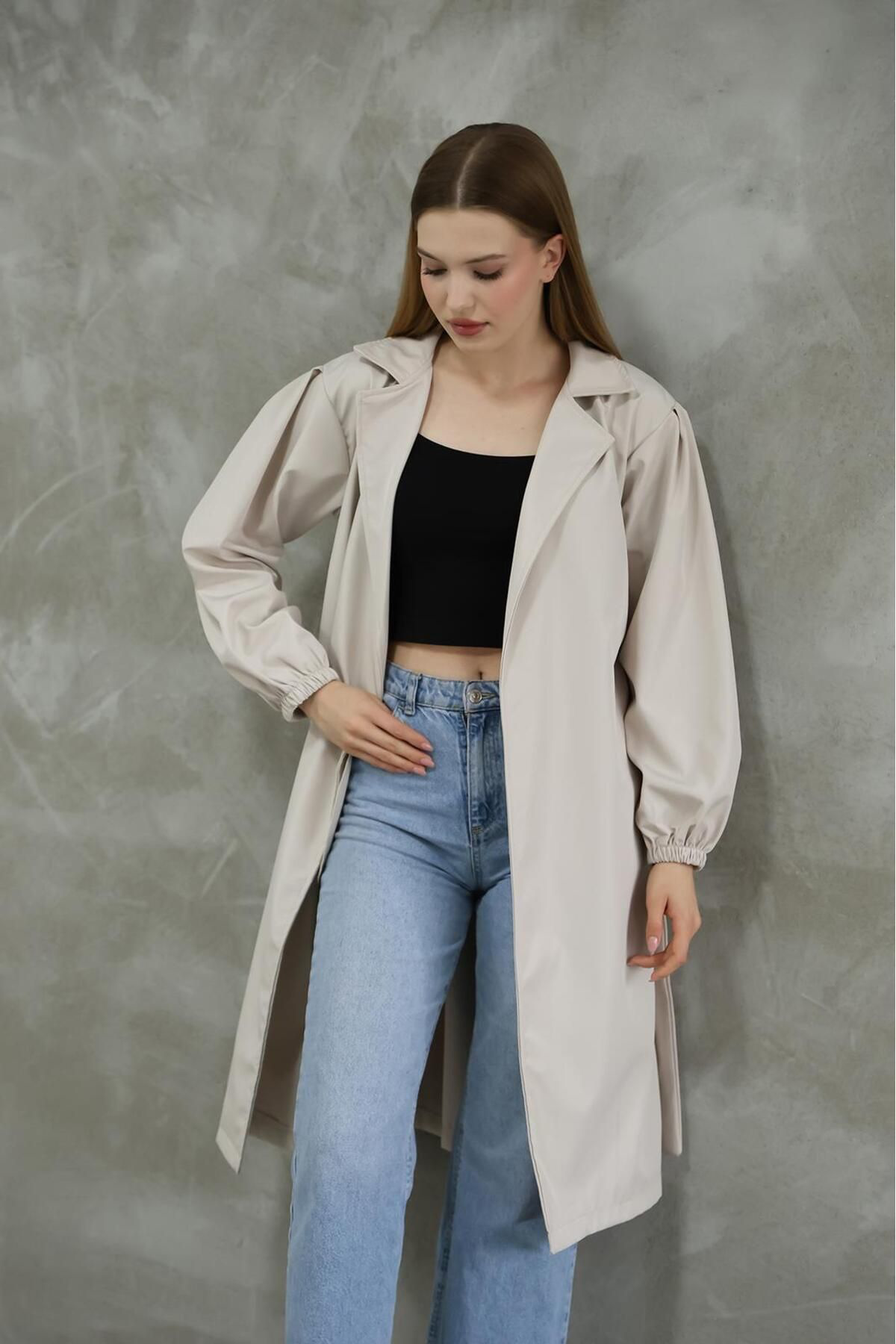 Louise Kadin Giyim Balon Kol Trençkot