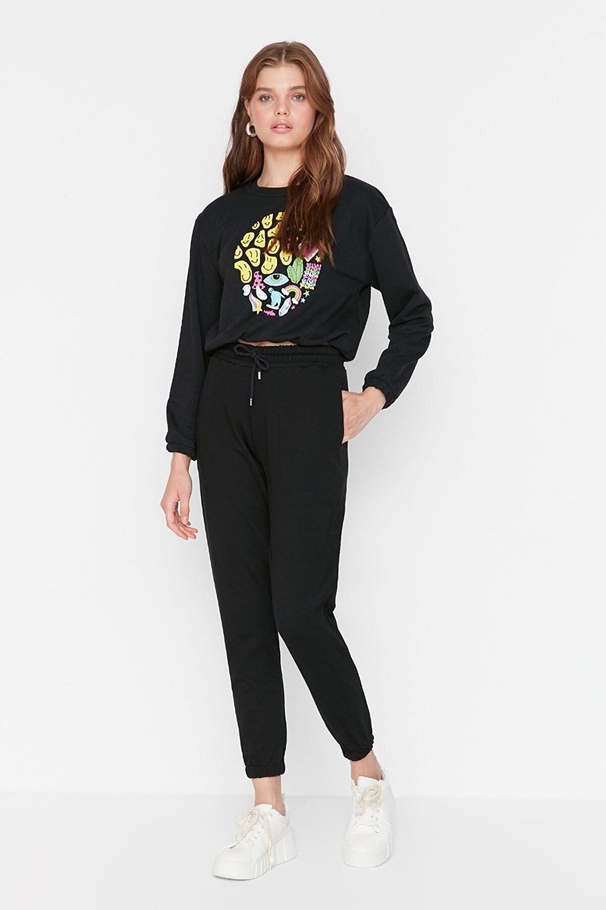 Kadın Giyim Beli Bağcıklı Iki Iplik Jogger Eşofman Altı