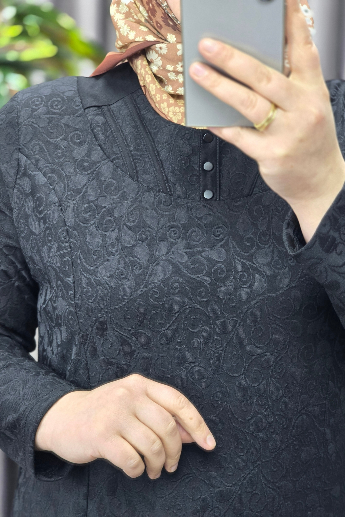 Kadın Giyim Büyük Beden Jakarlı Yaka Modelli Elbise