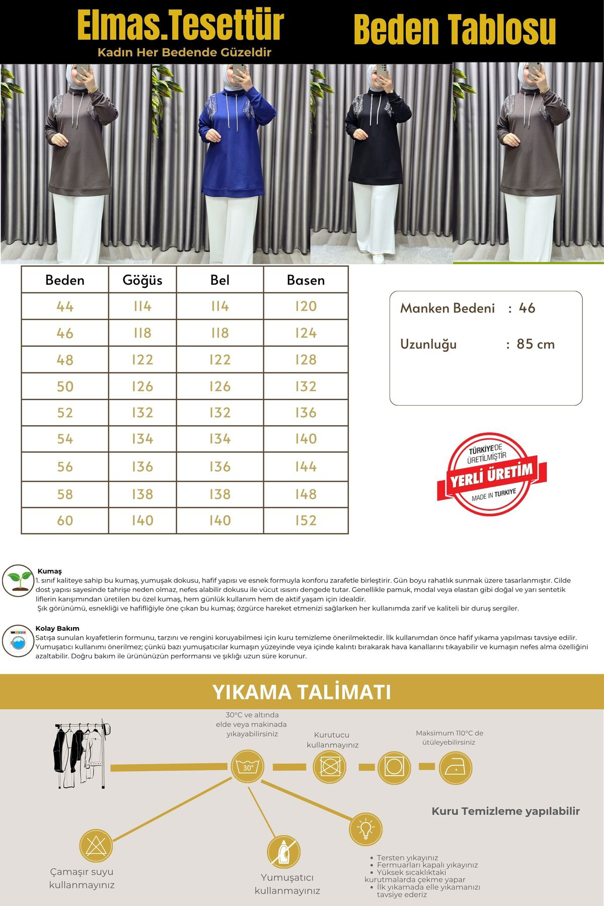 Kadın Giyim Büyük Beden Önü Taşlı Tunik