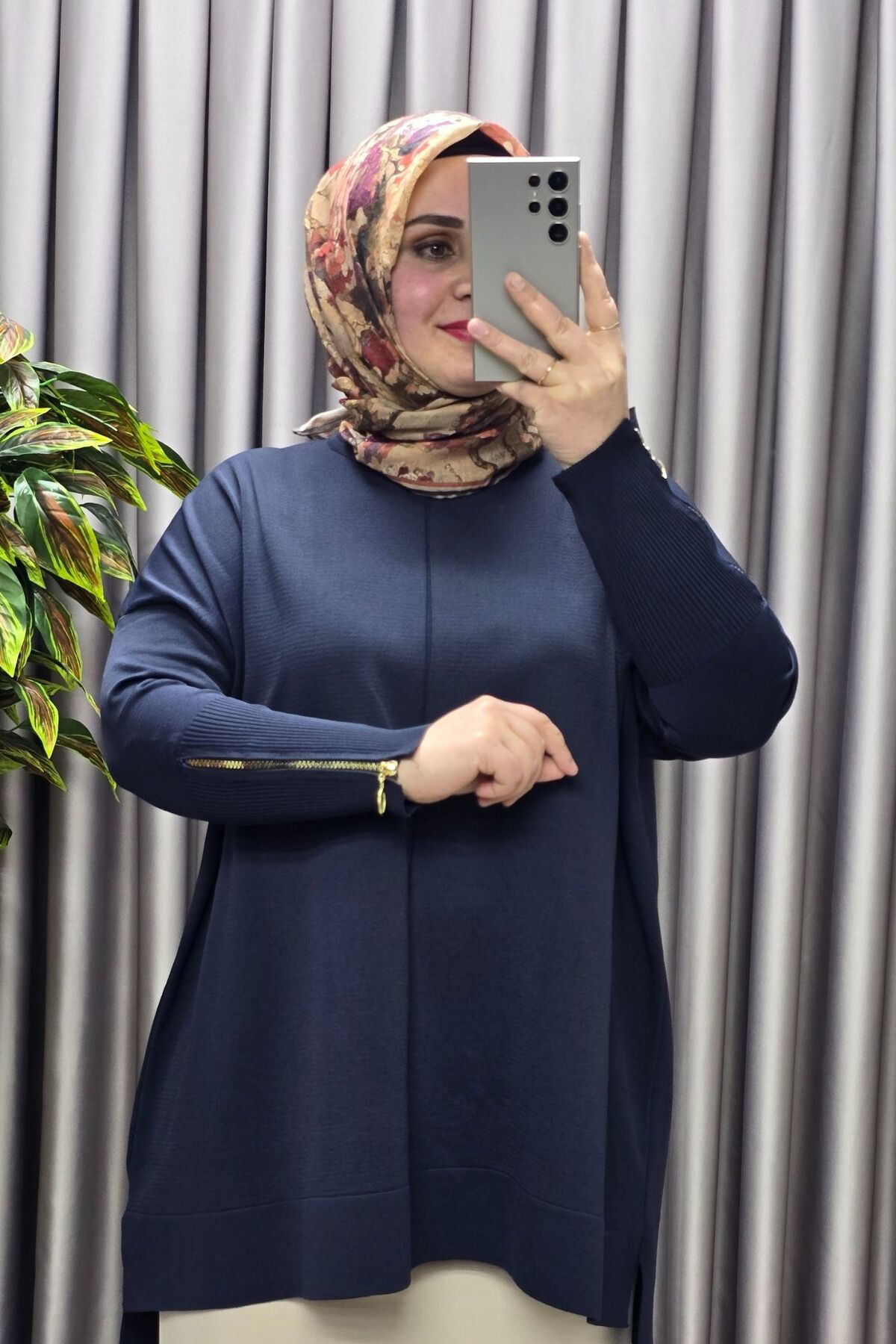 Kadın Giyim Büyük Beden Kolu Fermuar Detaylı Fitilli Standart Bed