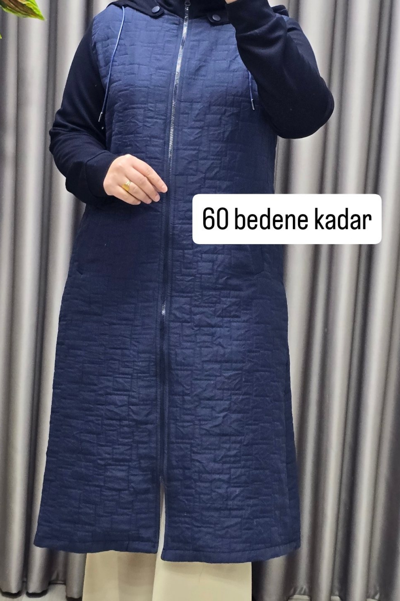 Kadın Giyim Büyük Beden Kapşonlu Polarlı Kapitone Kap