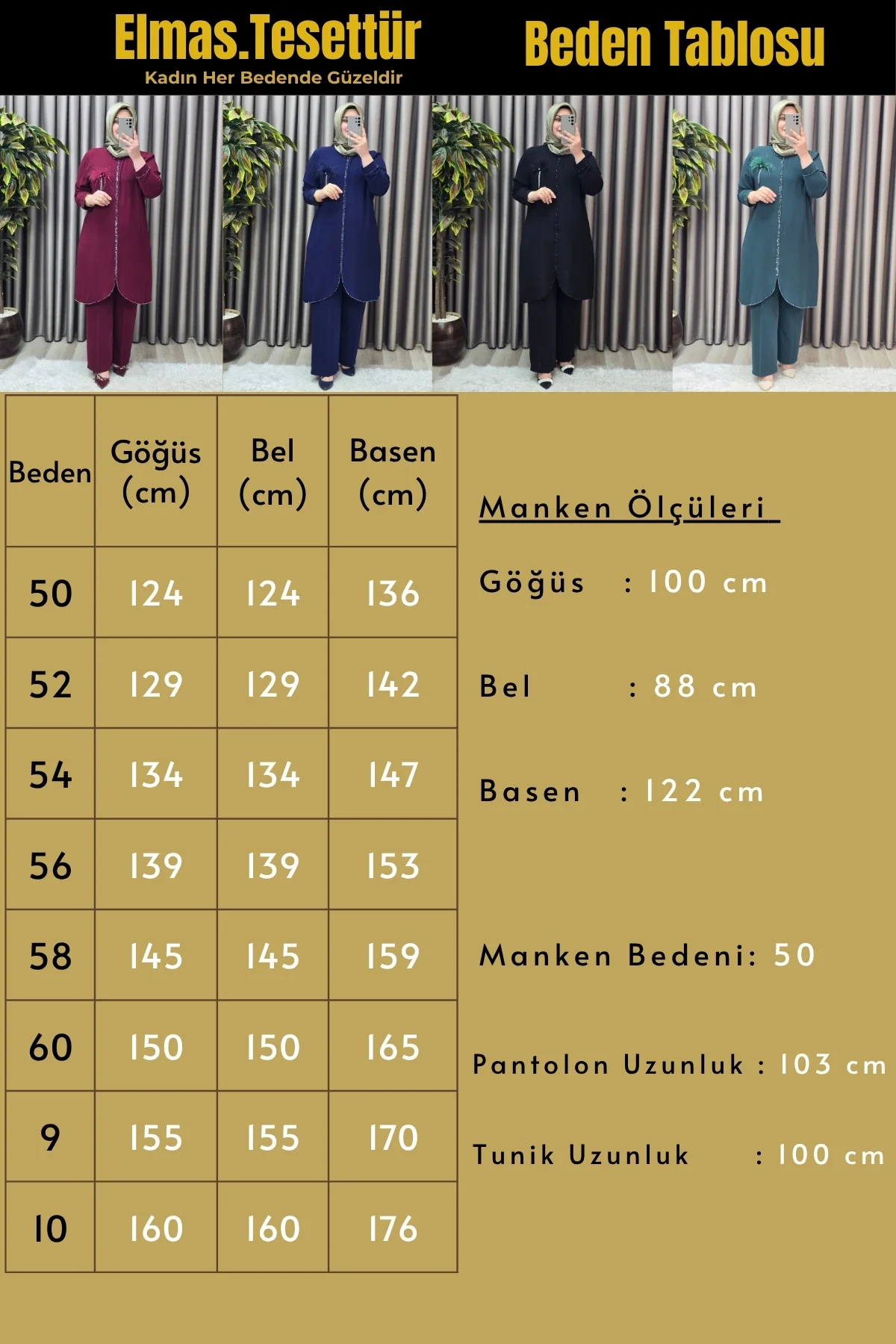 Kadın Giyim Büyük Beden Taşlı Bronşlu Krep Kumaş İkili Takım