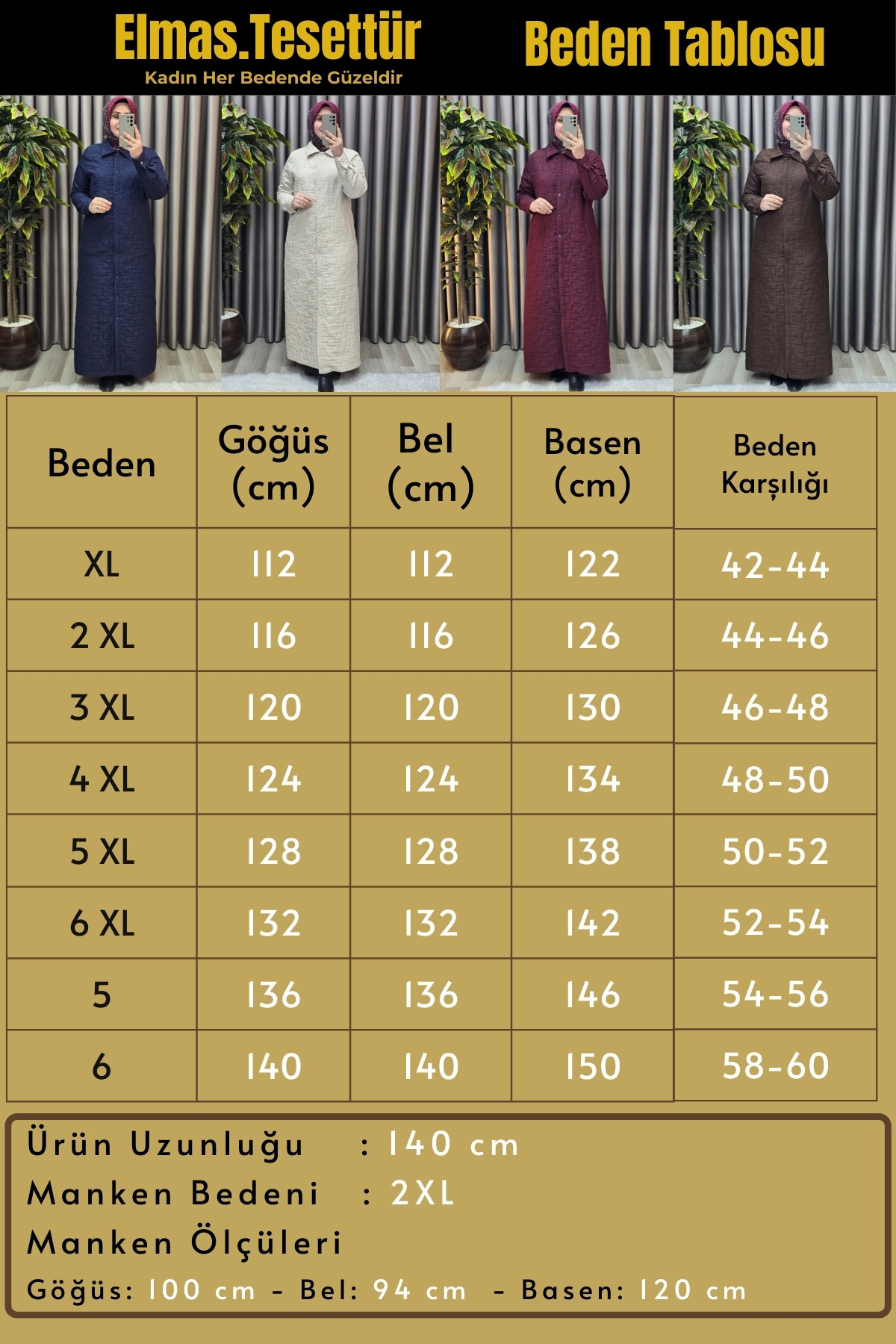 Kadın Giyim Büyük Beden Kapitone Tam Boy Manşet Kol Çıtçıtlı Kap