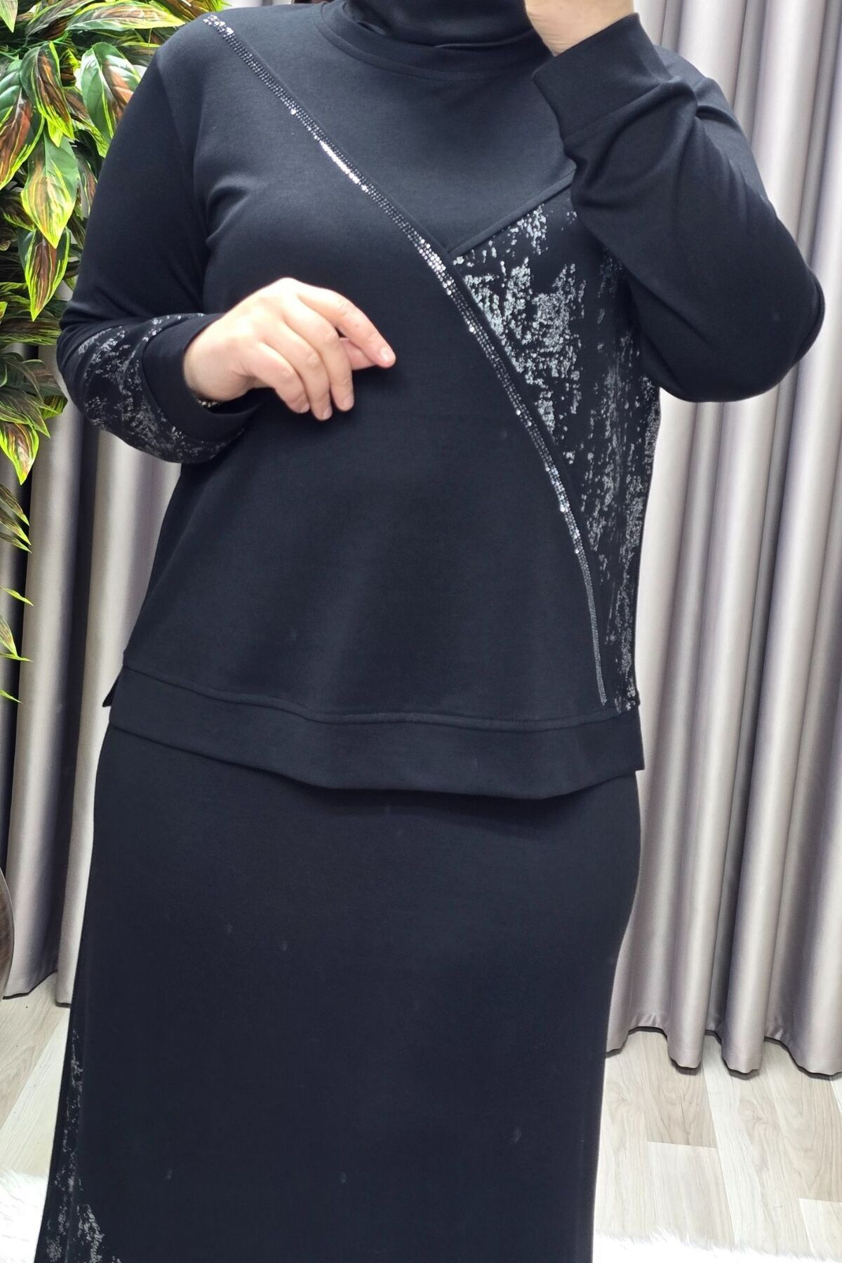 Kadın Giyim Büyük Beden Batik Modal Etekli Takım