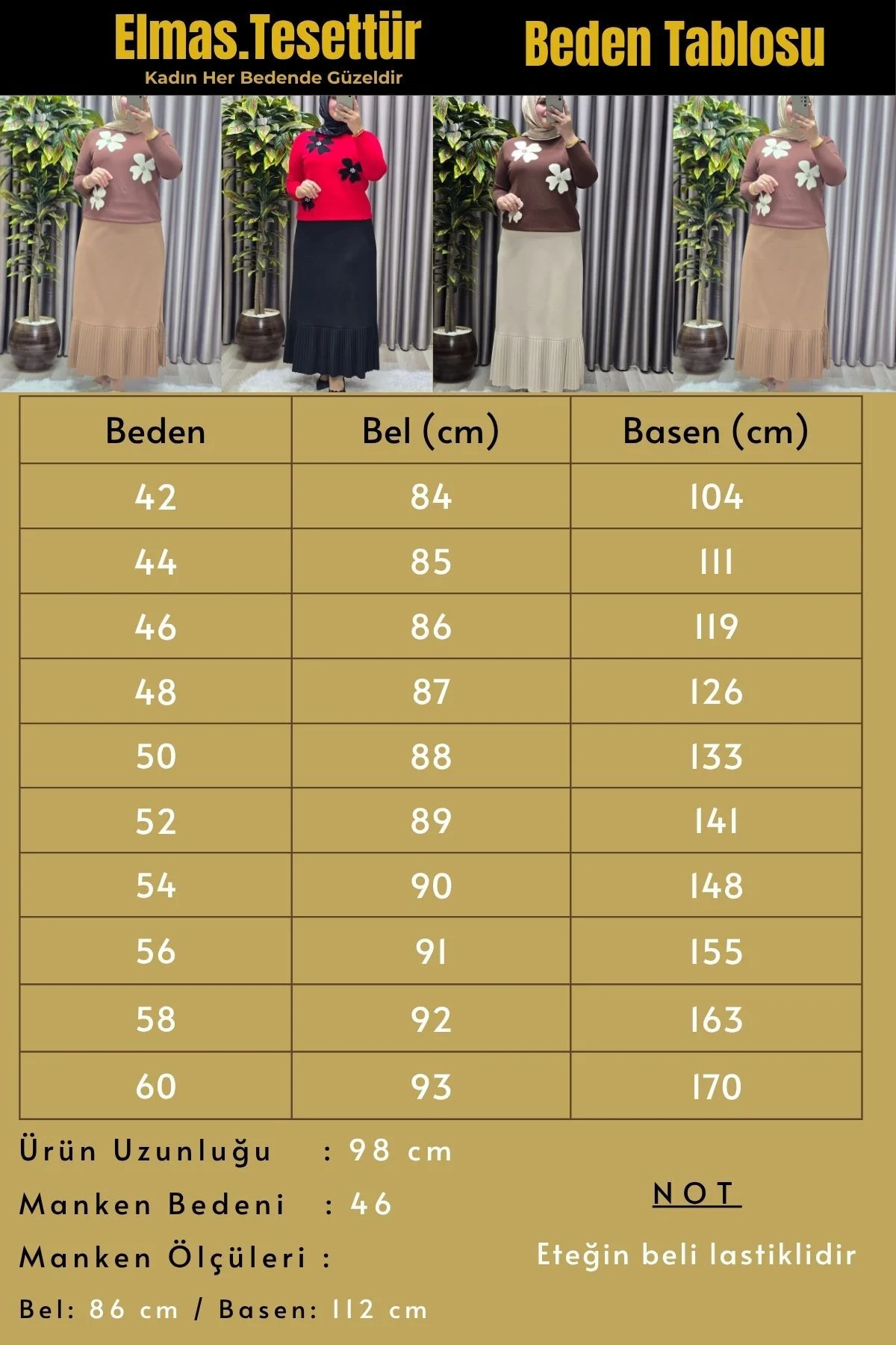 Kadın Giyim Büyük Beden Piliseli Etek - Görsel 3