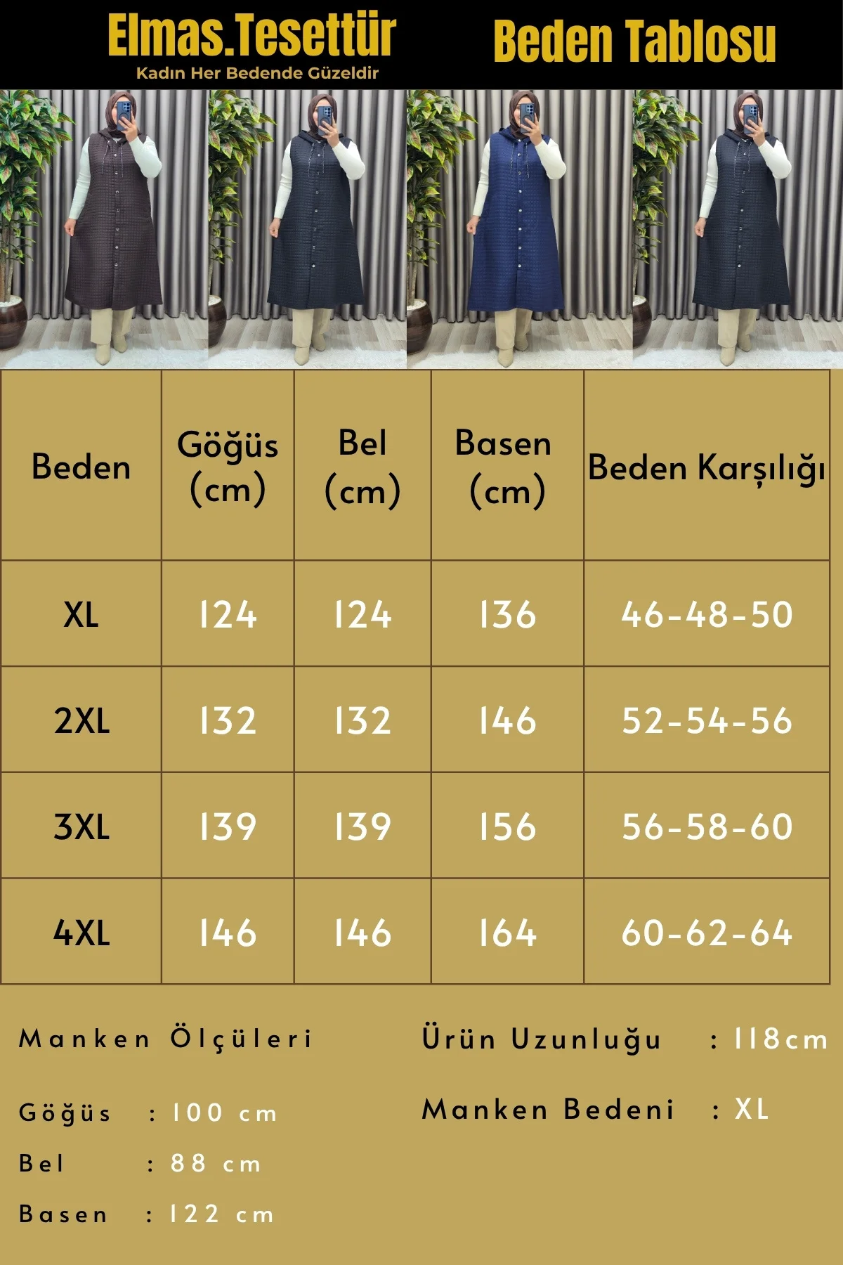 Kadın Giyim Büyük Beden Düğmeli Zincir Detaylı Kapşonlu Kapitone Yelek - Görsel 3