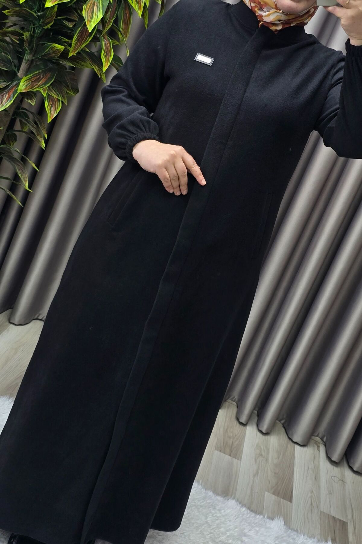 Kadın Giyim Büyük Beden Kapşonsuz Yumuşak Kaşe Tam Boy Kaban