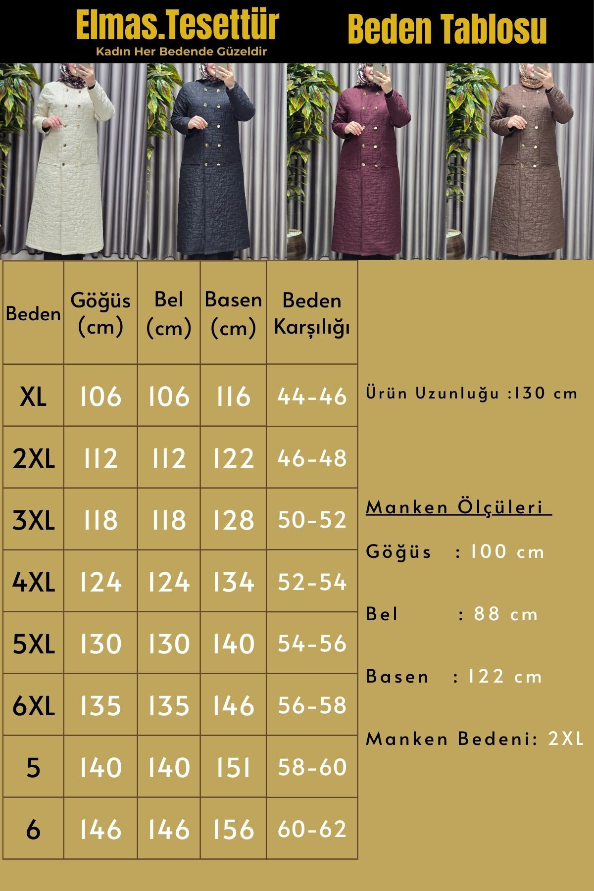 Kadın Giyim Büyük Beden Kapitone Metal Düğmeli Kruvaze Kap