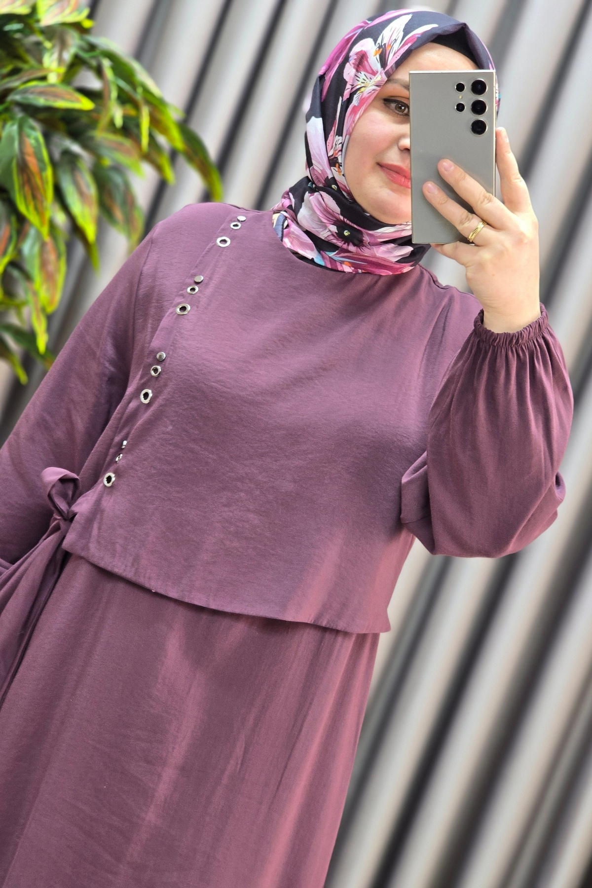 Kadın Giyim Büyük Beden Cubra Kumaş Kuş Gözü Model Boydan Elbise