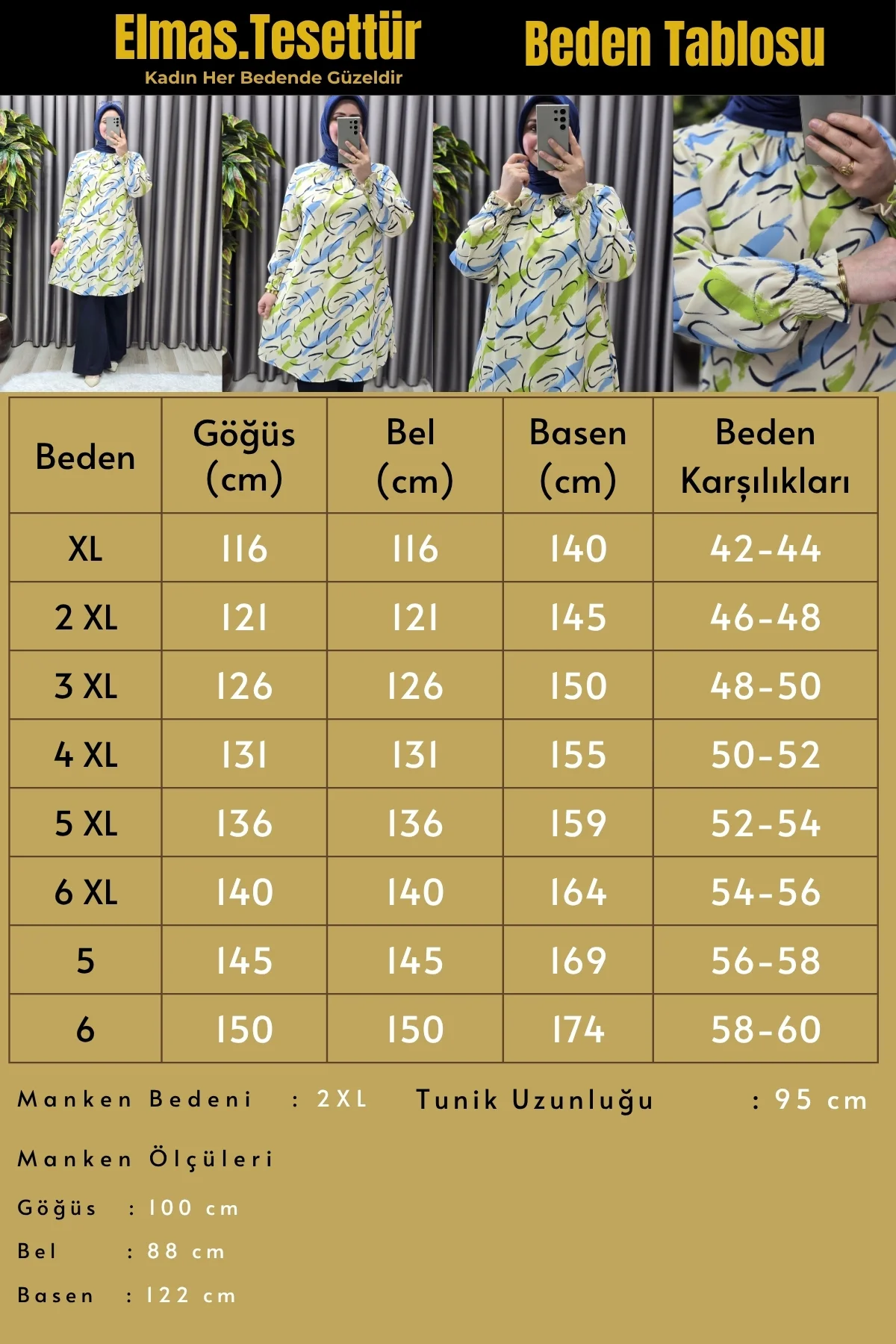 Kadın Giyim Büyük Beden Fırça Desen Tunik