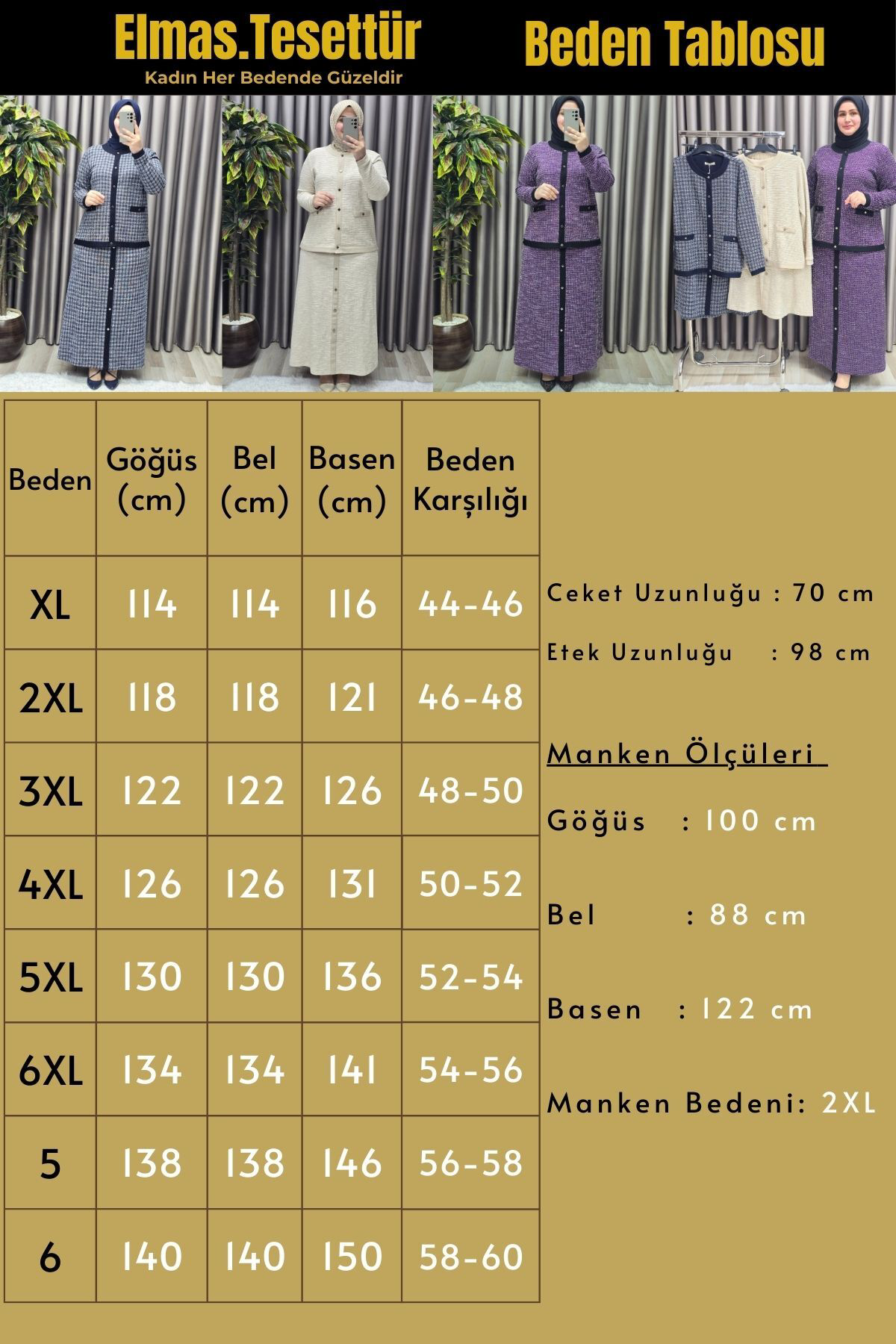 Kadın Giyim Büyük Beden Kolları Ribanalı Ceket Etek Tuvit İkili T