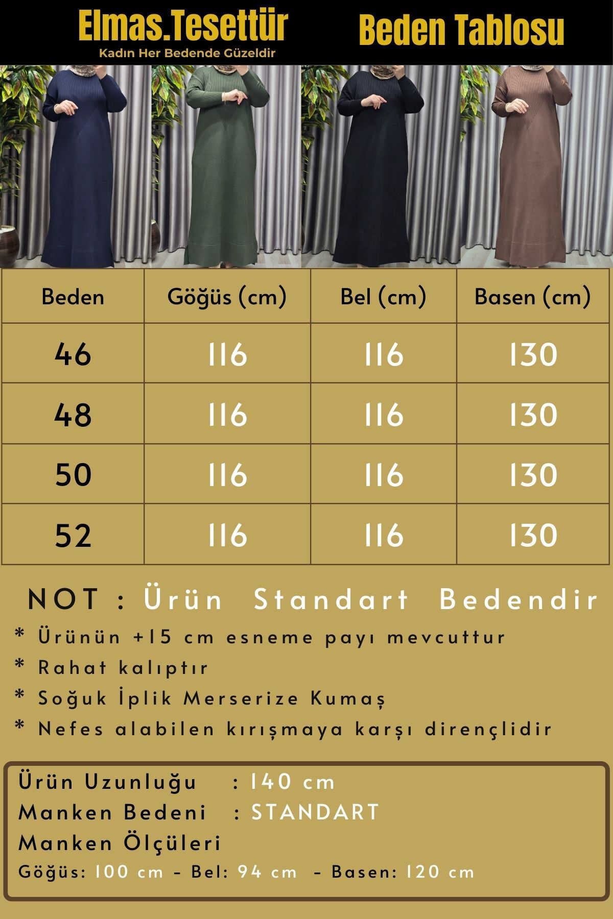 Kadın Giyim Büyük Beden 1 Soğuk Triko Fitilli Elbise