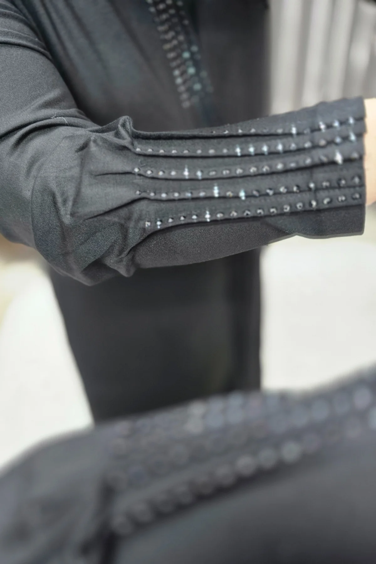 Kadın Giyim Büyük Beden Kolu Nevrür Taşlı Çimalı Elbise