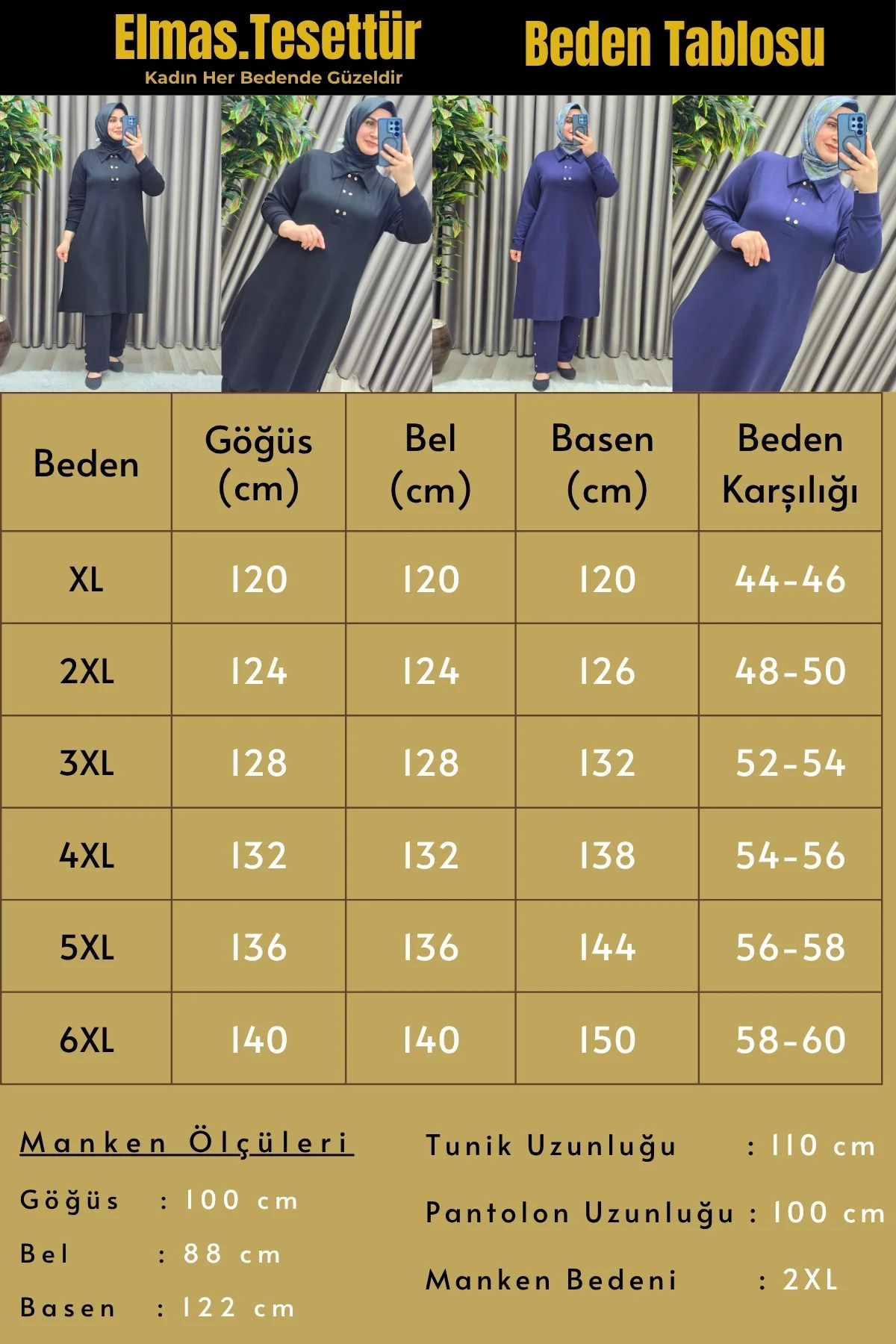 Kadın Giyim Büyük Beden Yakası ve Yanı Çıtçıtlı Pantolonlu Takım