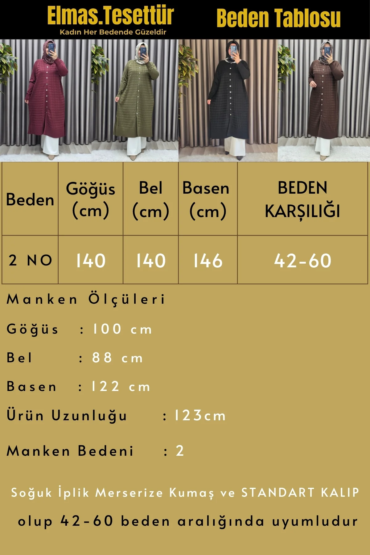 Kadın Giyim Büyük Beden Düğmeli Baklava Desen Uzun Hırka 2