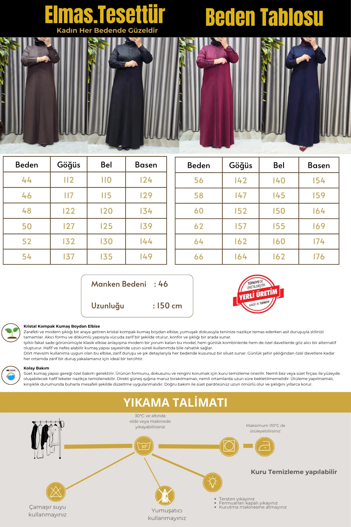 Kadın Giyim Büyük Beden Kolu Nevrür Taşlı Çimalı Elbise