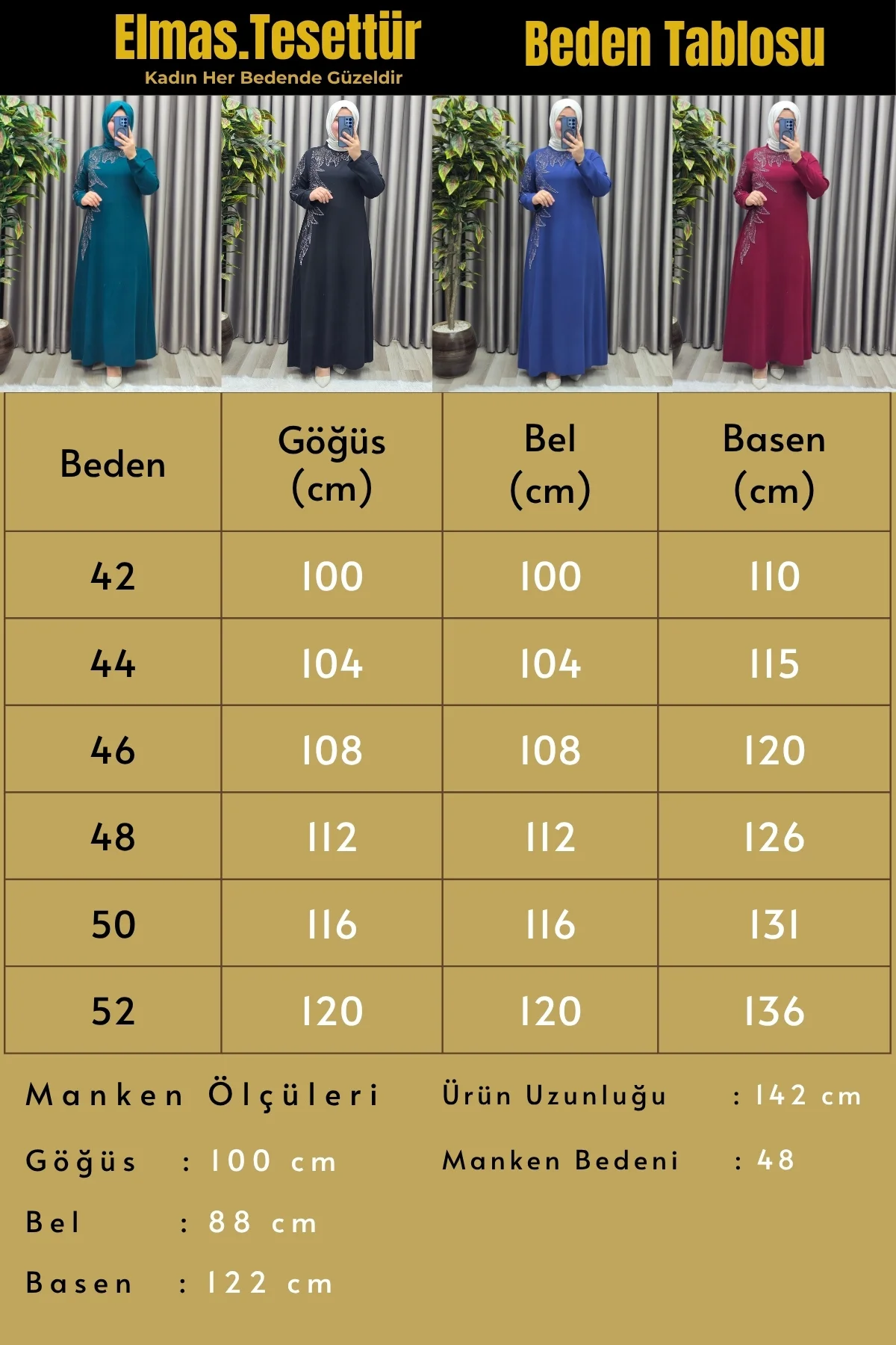 Kadın Giyim Büyük Beden Yaprak Taşlı Kolu ve Önü İncili Krep Kumaş Abiye - Görsel 3