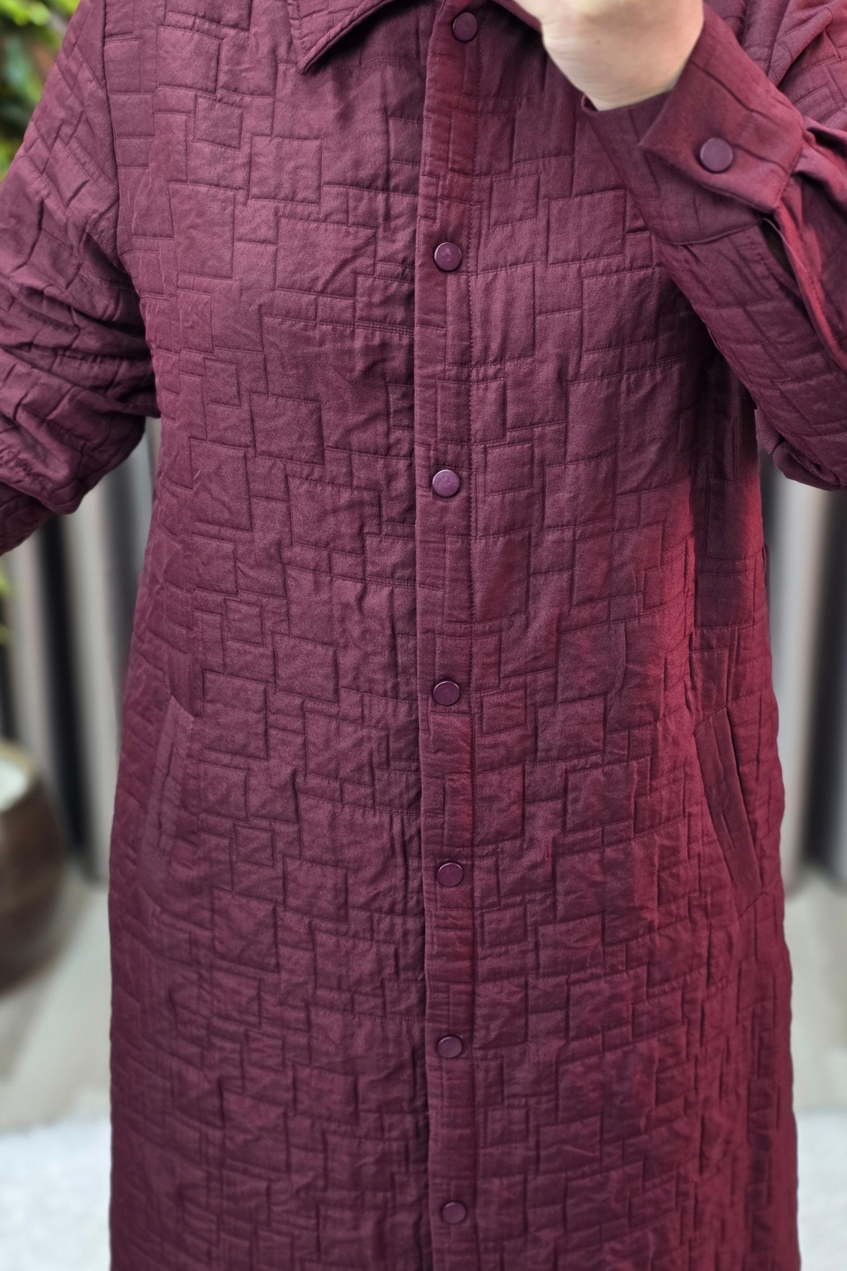 Kadın Giyim Büyük Beden Kapitone Tam Boy Manşet Kol Çıtçıtlı Kap