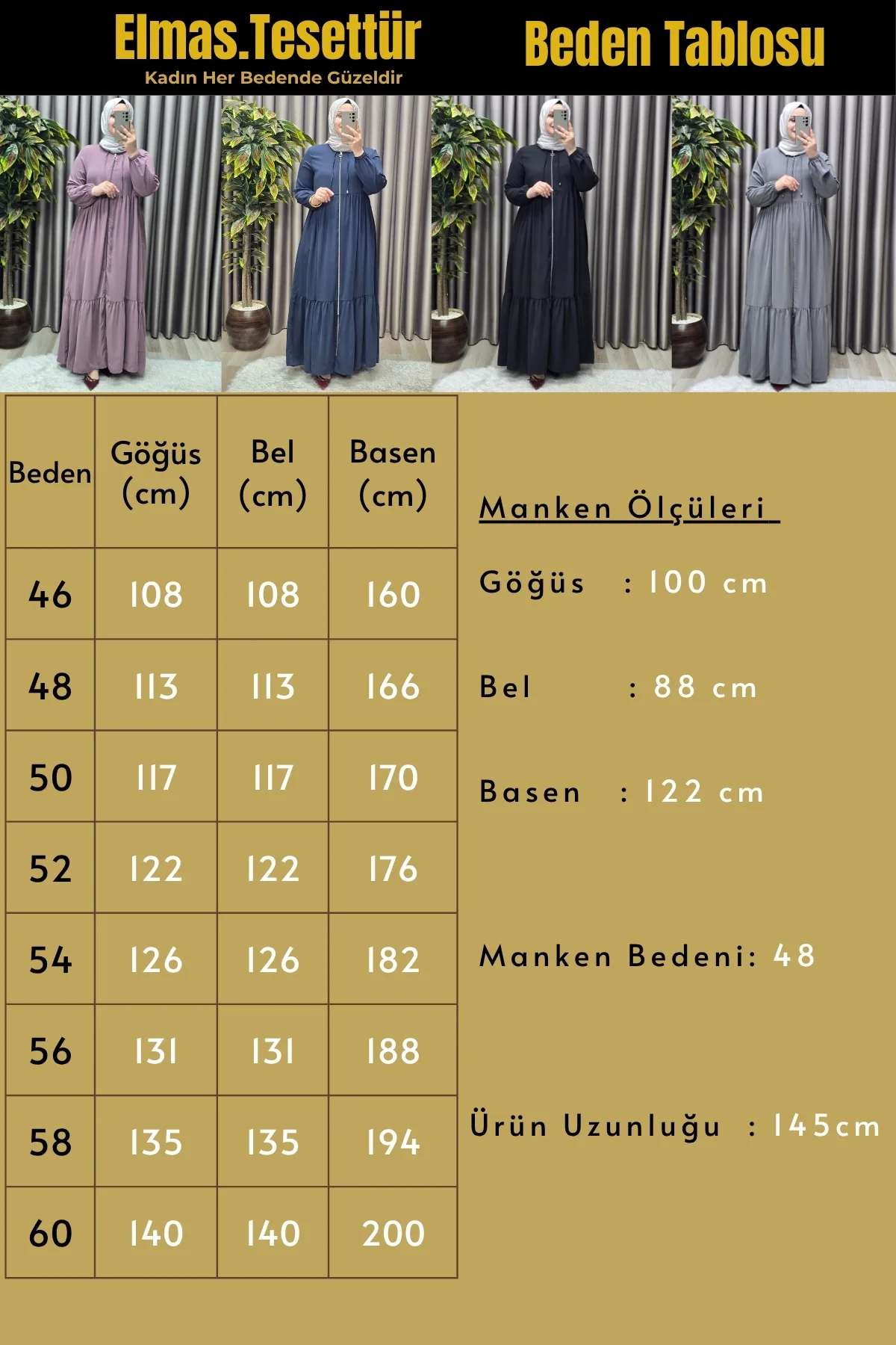 Kadın Giyim Büyük Beden Broşlu Krep Kumaş Ferace - Görsel 3