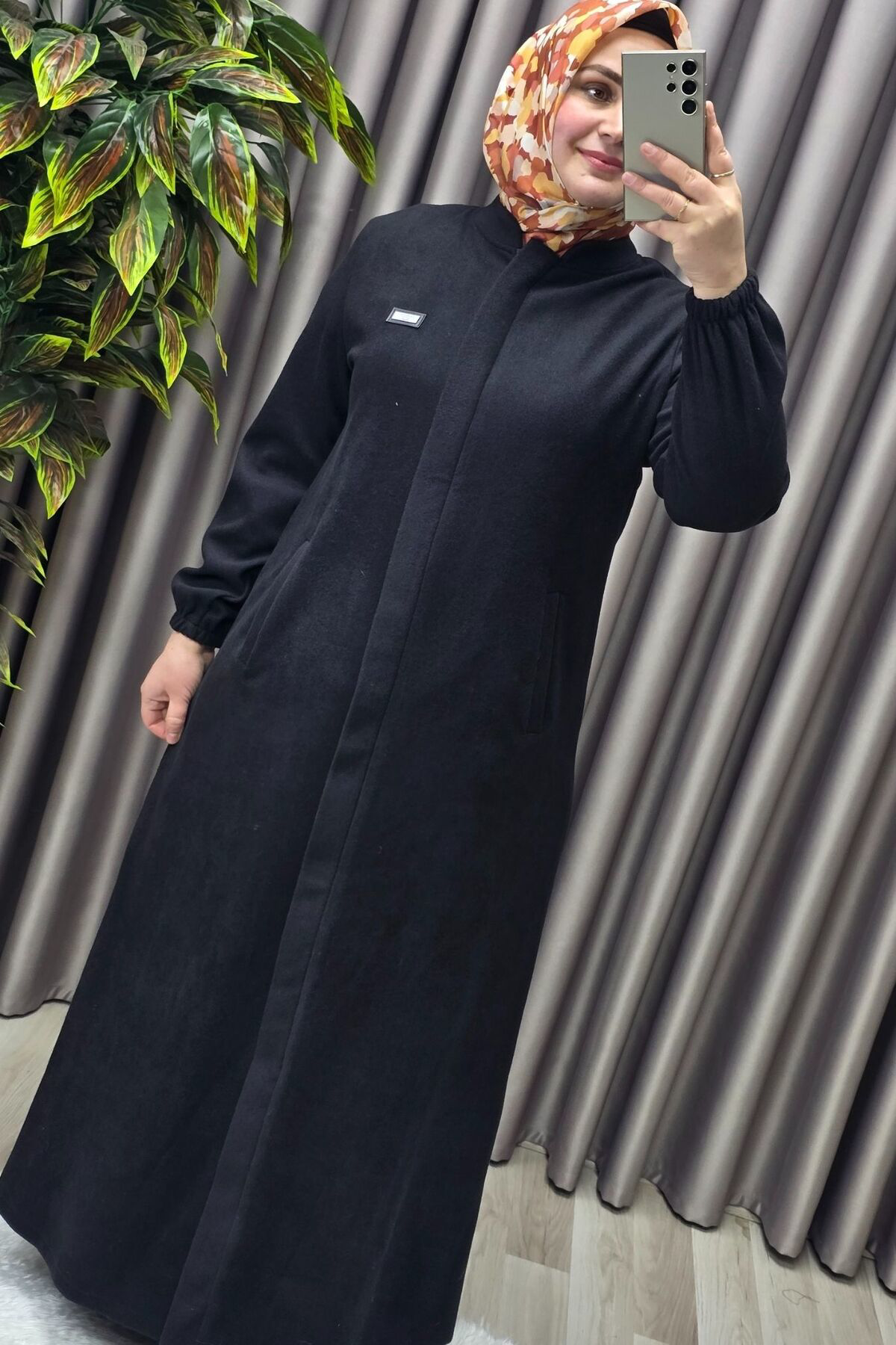 Kadın Giyim Büyük Beden Kapşonsuz Yumuşak Kaşe Tam Boy Kaban