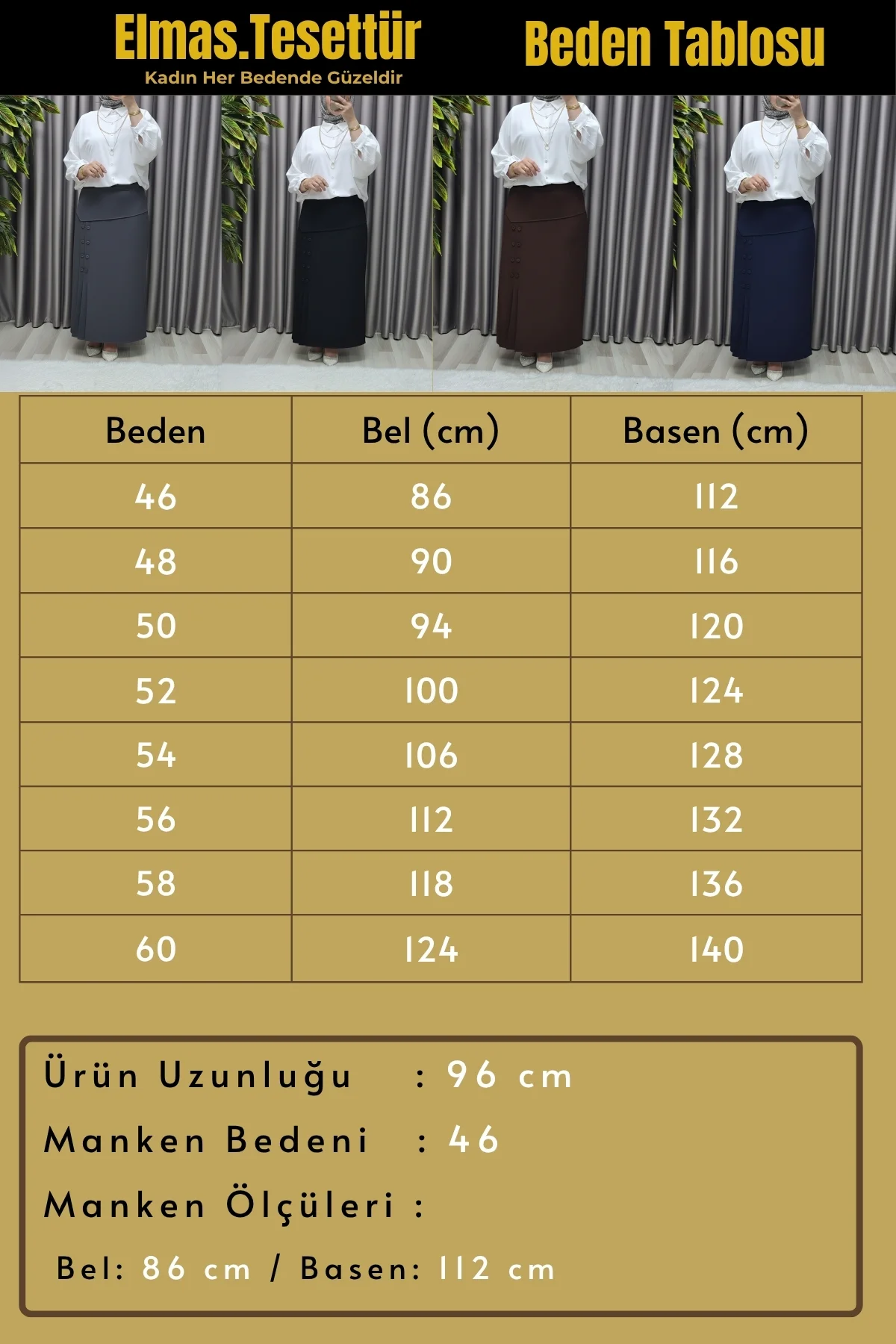 Kadın Giyim Büyük Beden Suna Düğmeli Etek - Görsel 2