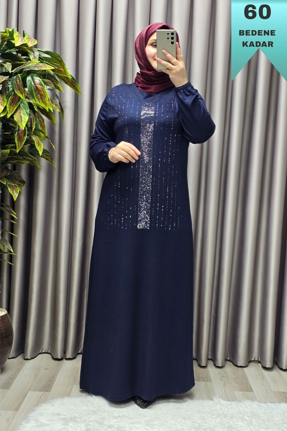 Kadın Giyim Büyük Beden Kristal Taşlı Elbise