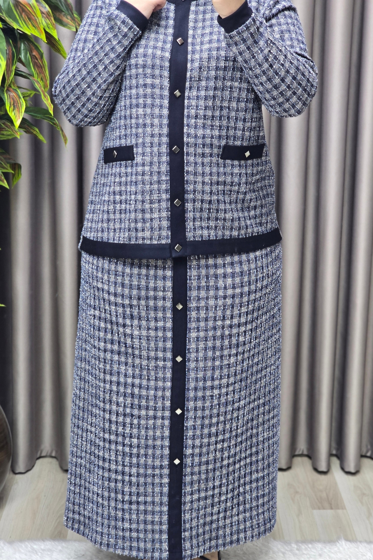 Kadın Giyim Büyük Beden Kolları Ribanalı Ceket Etek Tuvit İkili T