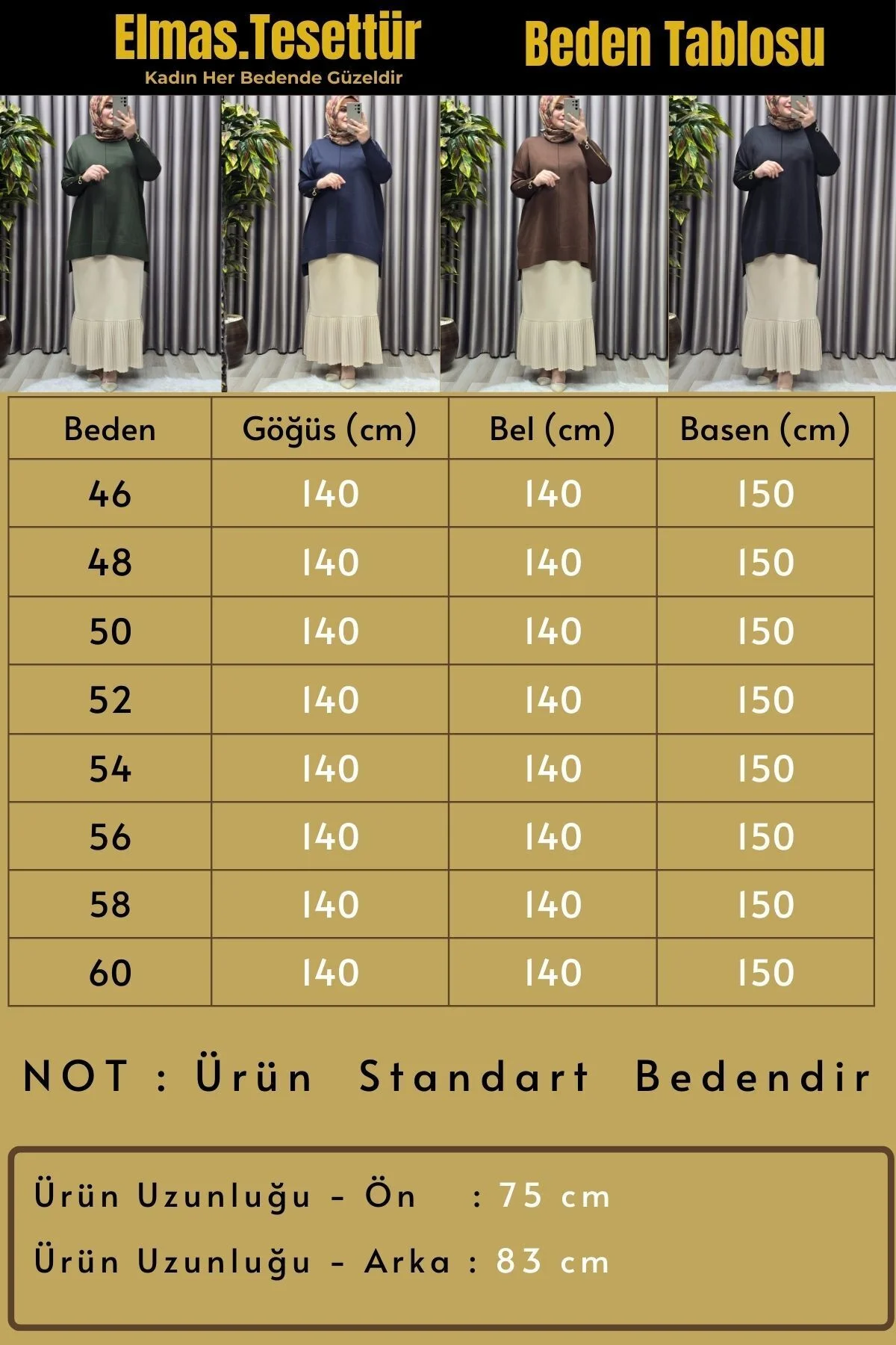 Kadın Giyim Büyük Beden Kolu Fermuar Detaylı Fitilli Standart Beden Triko Tunik