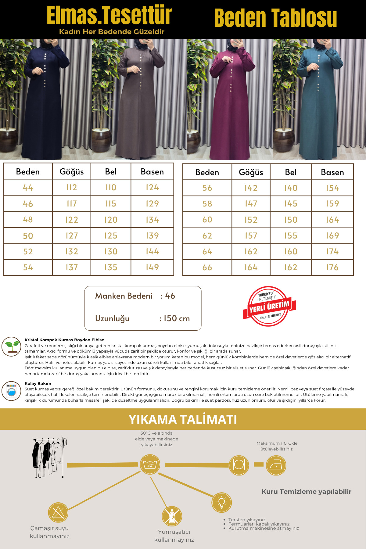 Kadın Giyim Büyük Beden Rivetli Boydan Elbise