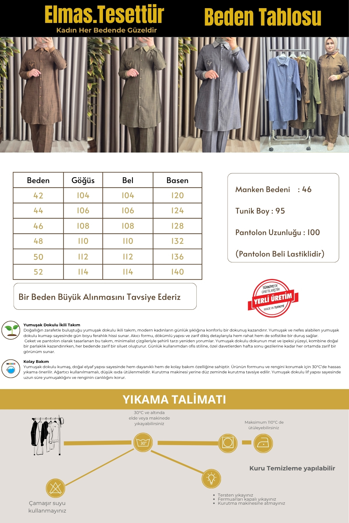 Elmas Tesettür Kadın Giyim Büyük Beden Taş İşlemeli Takım