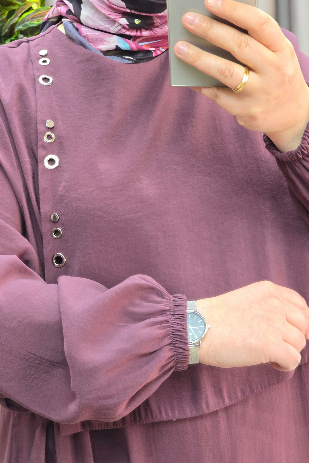 Kadın Giyim Büyük Beden Cubra Kumaş Kuş Gözü Model Boydan Elbise