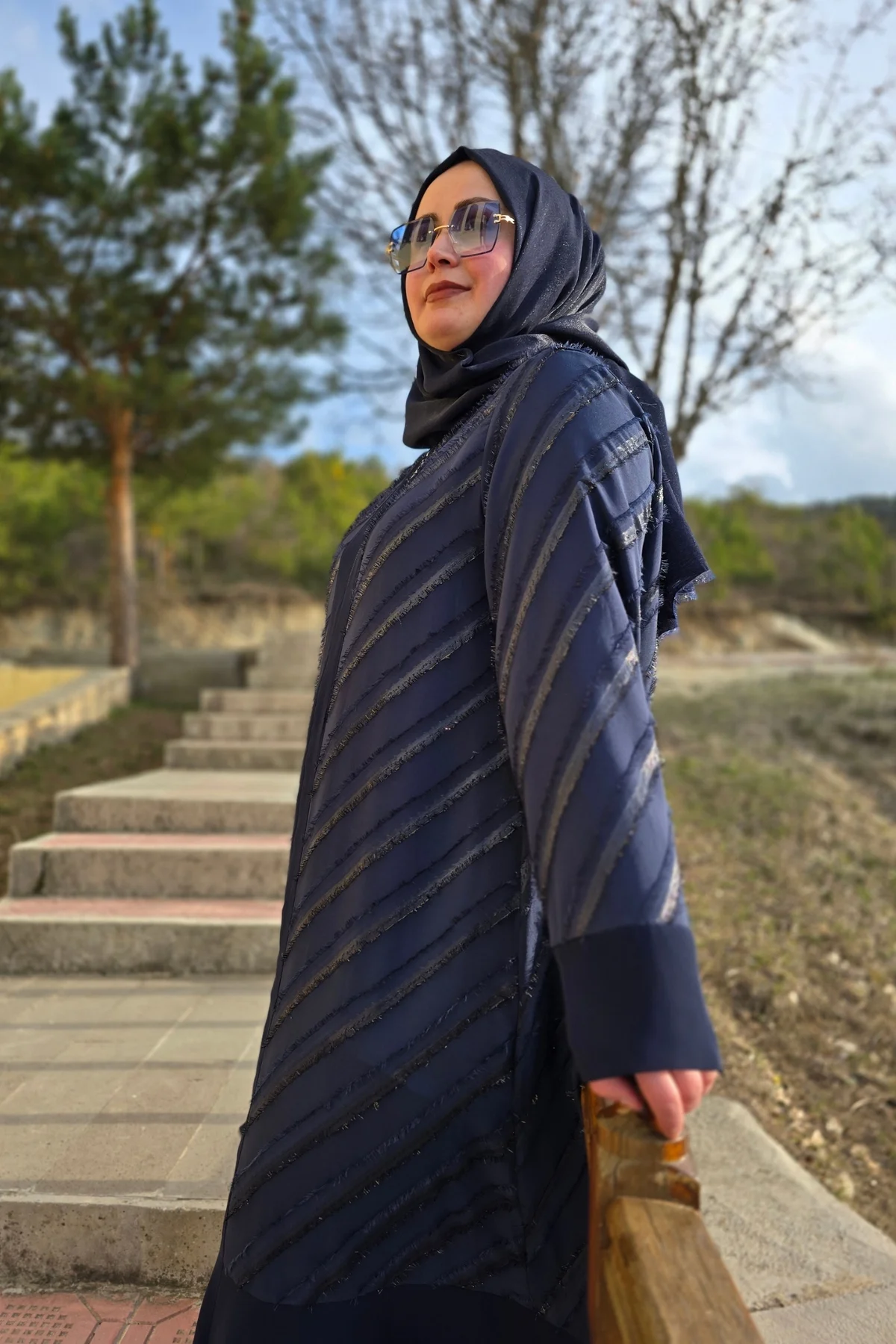 Kadın Giyim Büyük Beden Etek Ucu Üç Katlı Şifon Selin Abaya