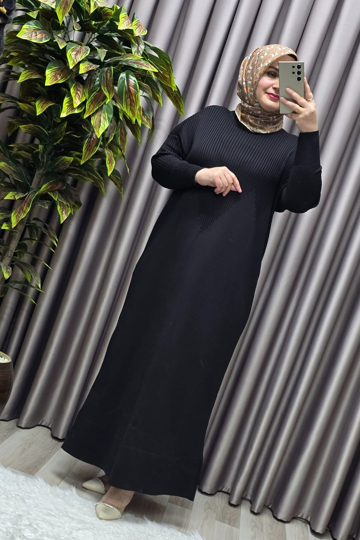 Kadın Giyim Büyük Beden 1 Soğuk Triko Fitilli Elbise