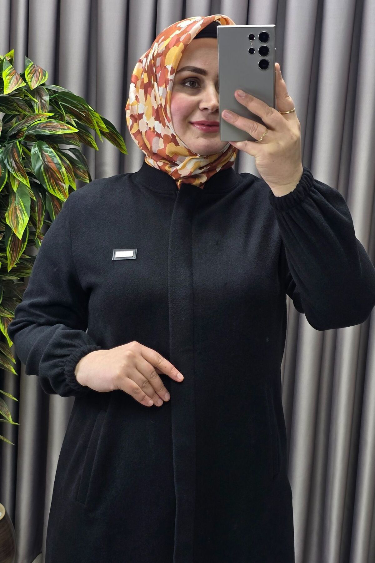 Kadın Giyim Büyük Beden Kapşonsuz Yumuşak Kaşe Tam Boy Kaban