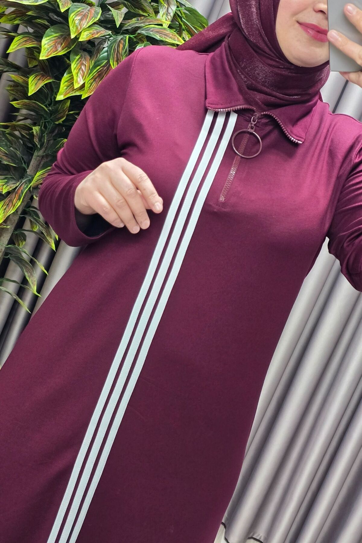 Kadın Giyim Büyük Beden Üç Şeritli Boydan Elbise