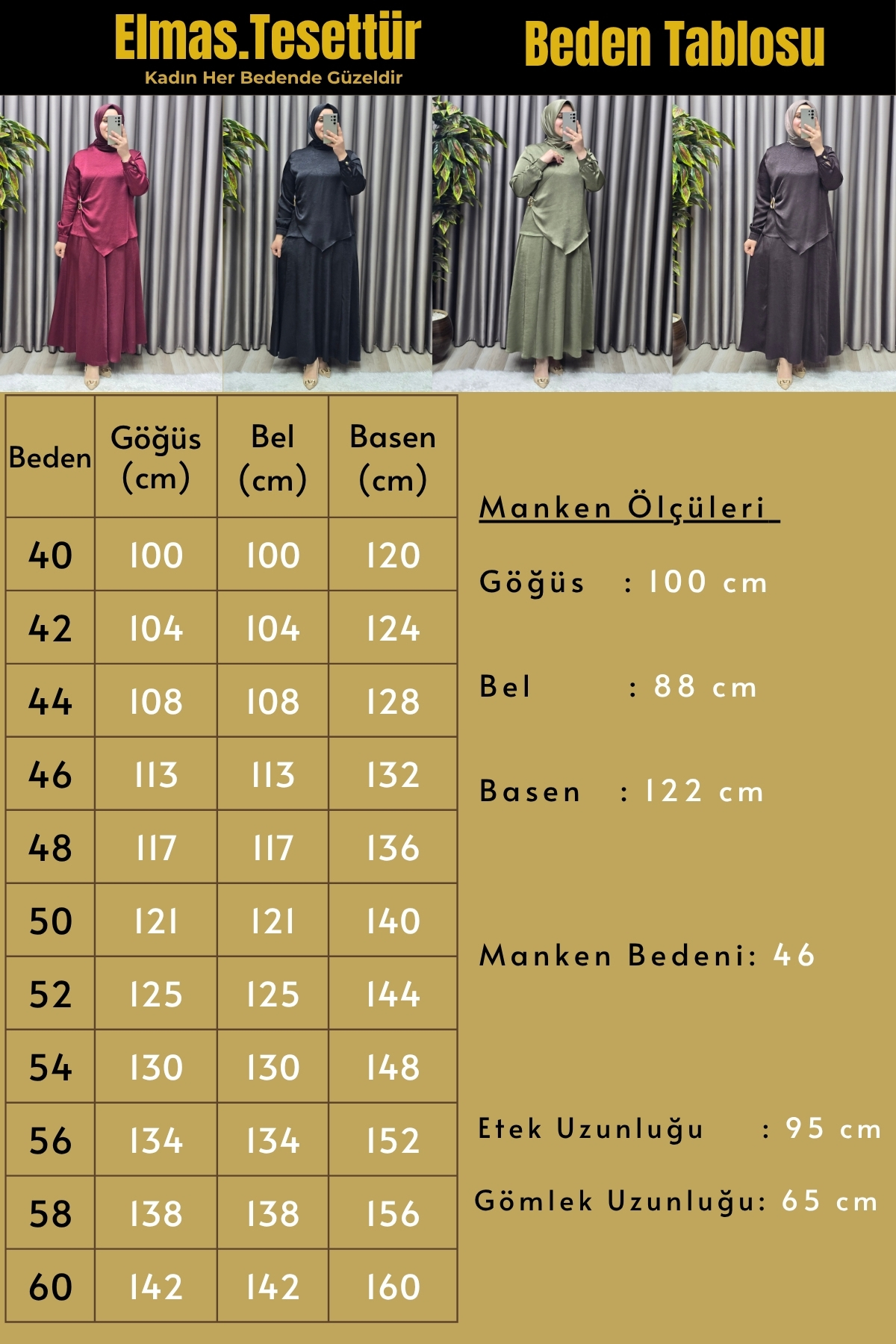 Kadın Giyim Büyük Beden Tokalı Saten Battal Etekli Takım