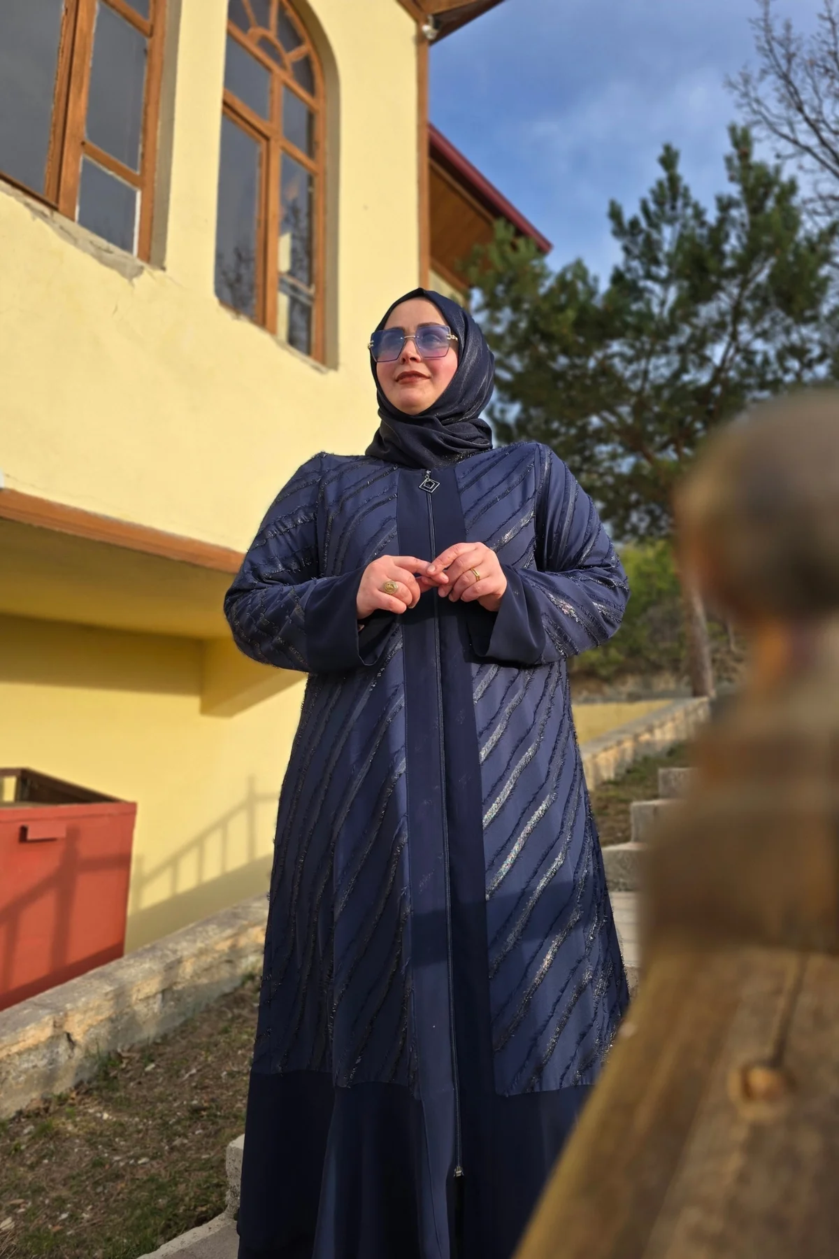 Kadın Giyim Büyük Beden Etek Ucu Üç Katlı Şifon Selin Abaya - Görsel 6