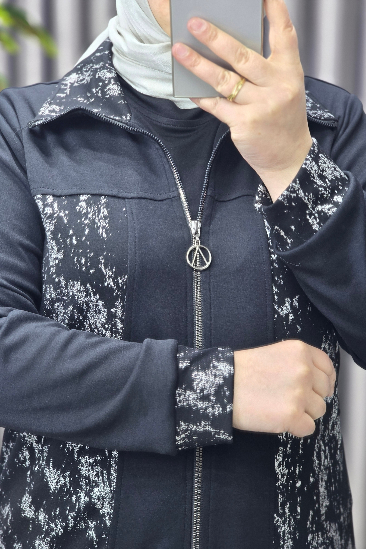 Kadın Giyim Büyük Beden Modal Tesettür Uzun Üçlü Simli Takım