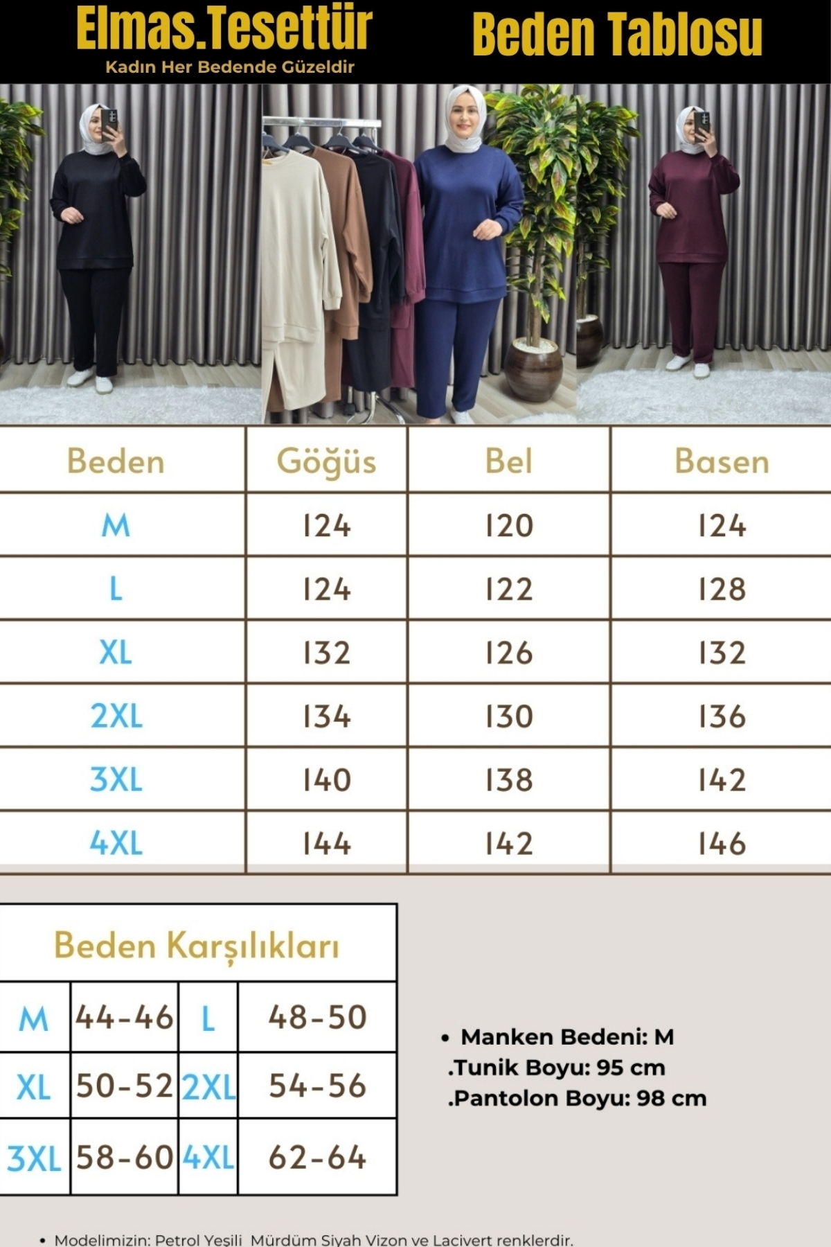 Elmas Tesettür Kadın Giyim Büyük Beden Spor İkili Takım